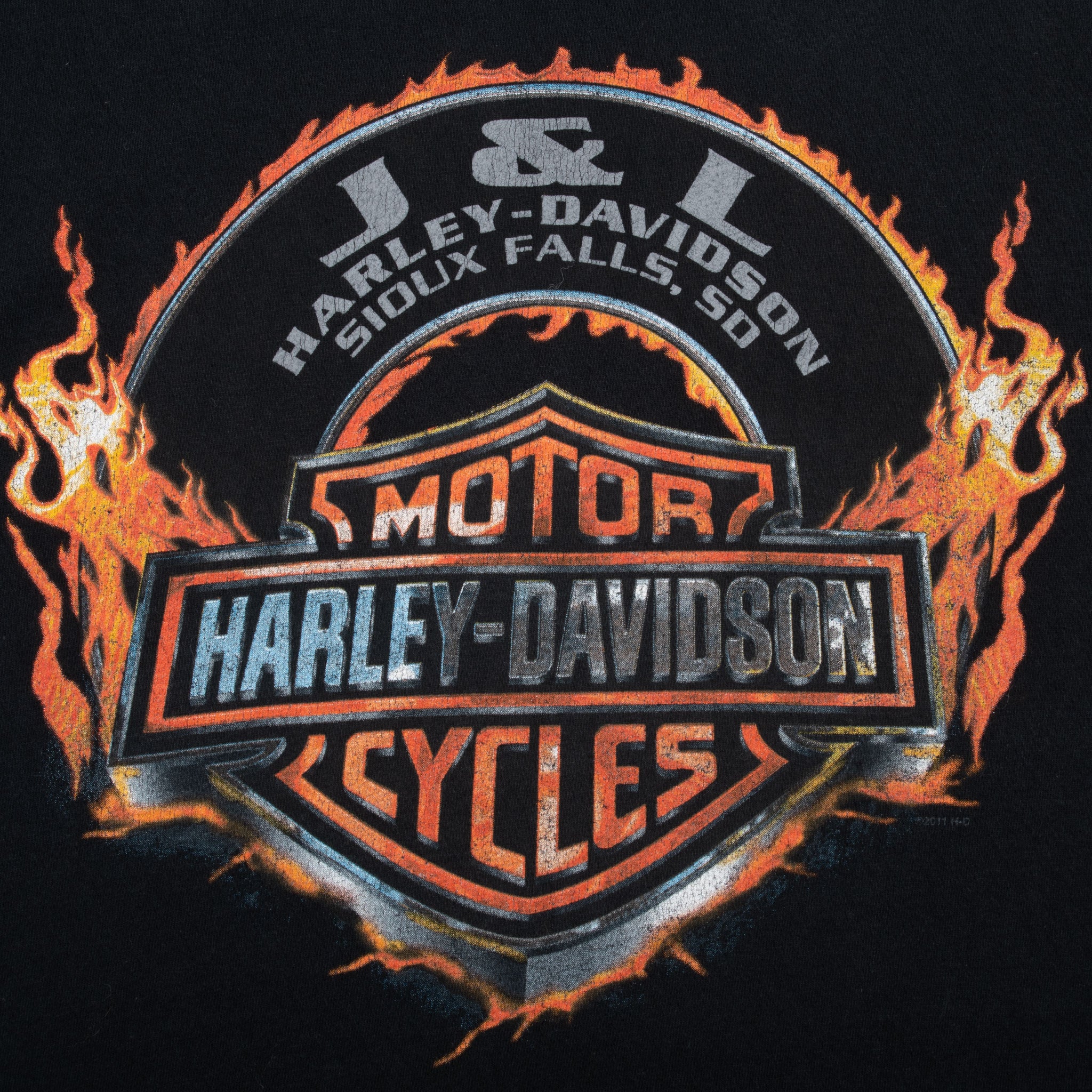 Vintage Harley Davidson Fatboy Sioux Falls 2011 Tee Shirt Size Medium Made In Usa