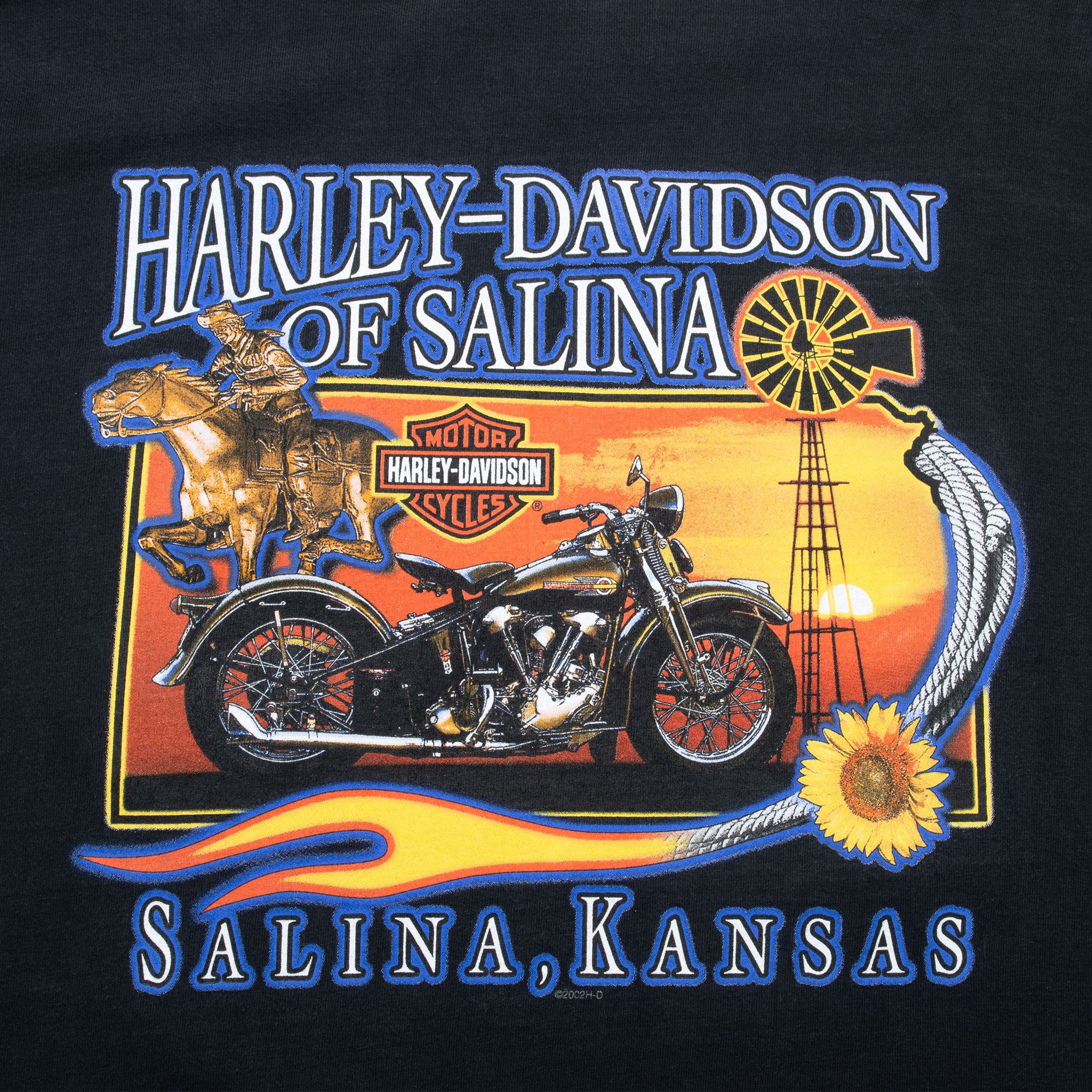 Vintage Harley Davidson Salina Kansas Long Sleeve Pocket Tee Shirt 2002 Size Medium