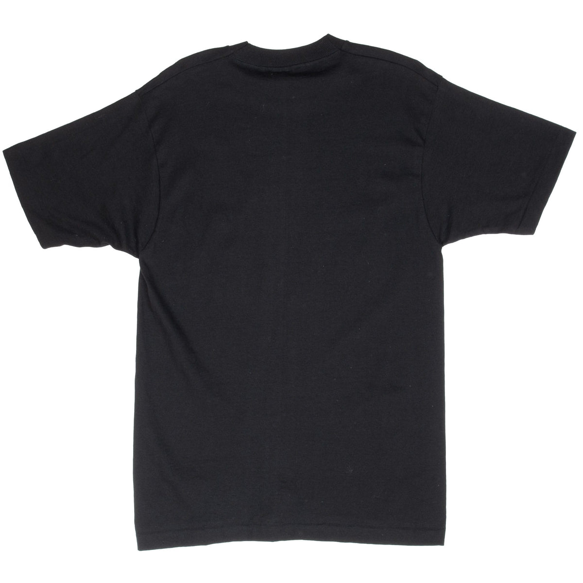 Back of black Sturgis rally T-shirt with a plain, unprinted design