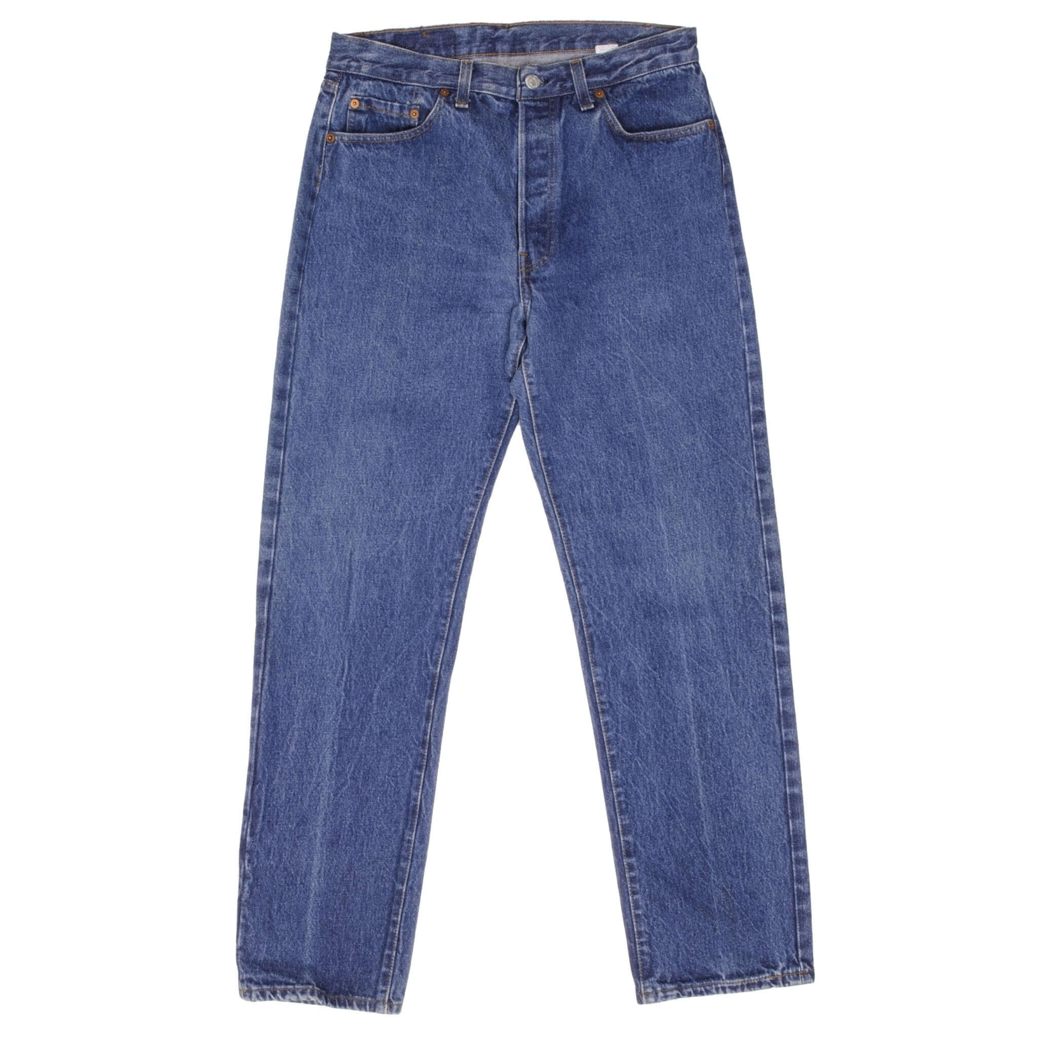 Beautiful Indigo Levis 501 Jeans 1980s Made in USA with Medium Dark Wash Size on tag 34X32 Actual Size 32X31 Back Button #571