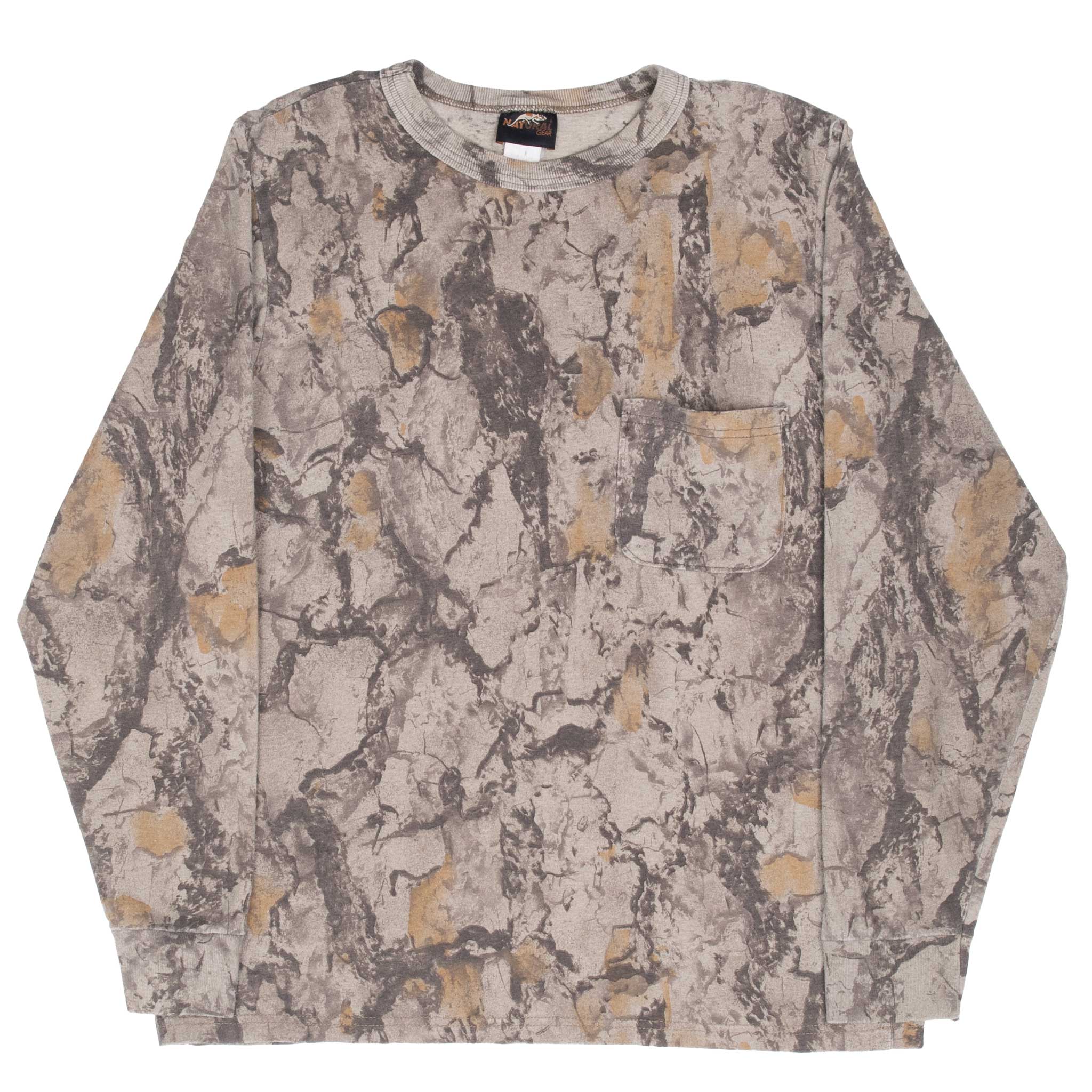 Vintage Hunting Natural Gear Camo Long Sleeve Pocket Tee Shirt 1990s Size Medium Made In USA