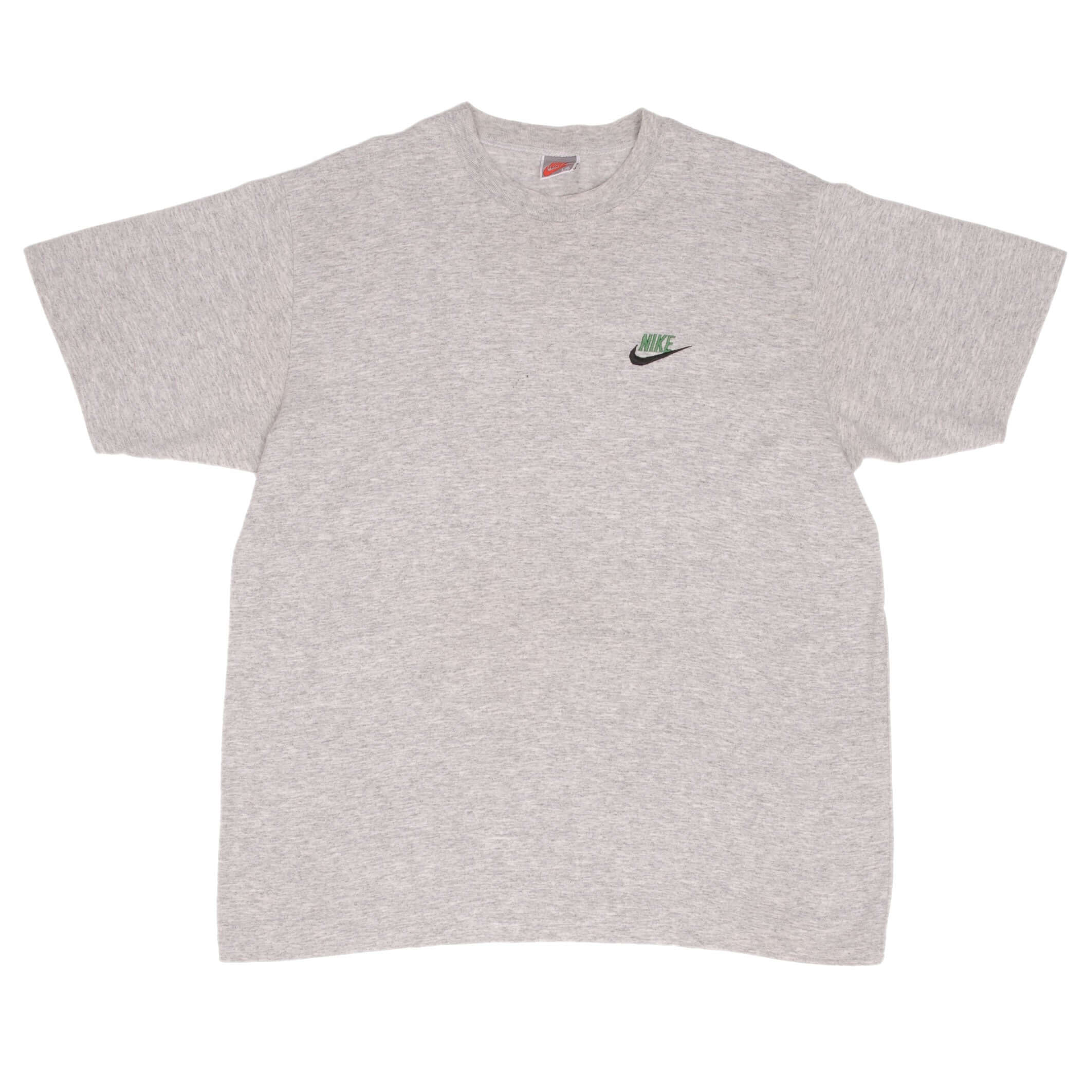 Vintage Nike Classic Swoosh Gray Tee Shirt Size 1990s Size Large With Single Stitch Sleeves