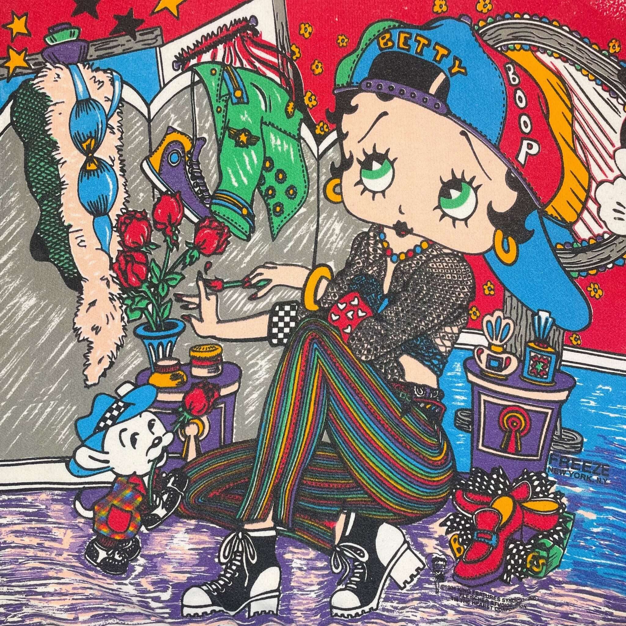 Vintage All Over Print Betty Boop Sweatshirt 1994 By Freeze New York, NY Size XL Made In USA