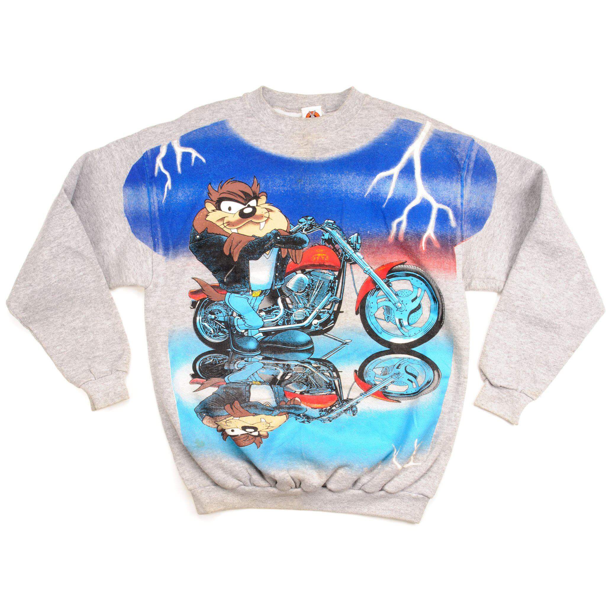 Vintage Looney Tunes sweatshirt TAZ on a bike 90's size Large.