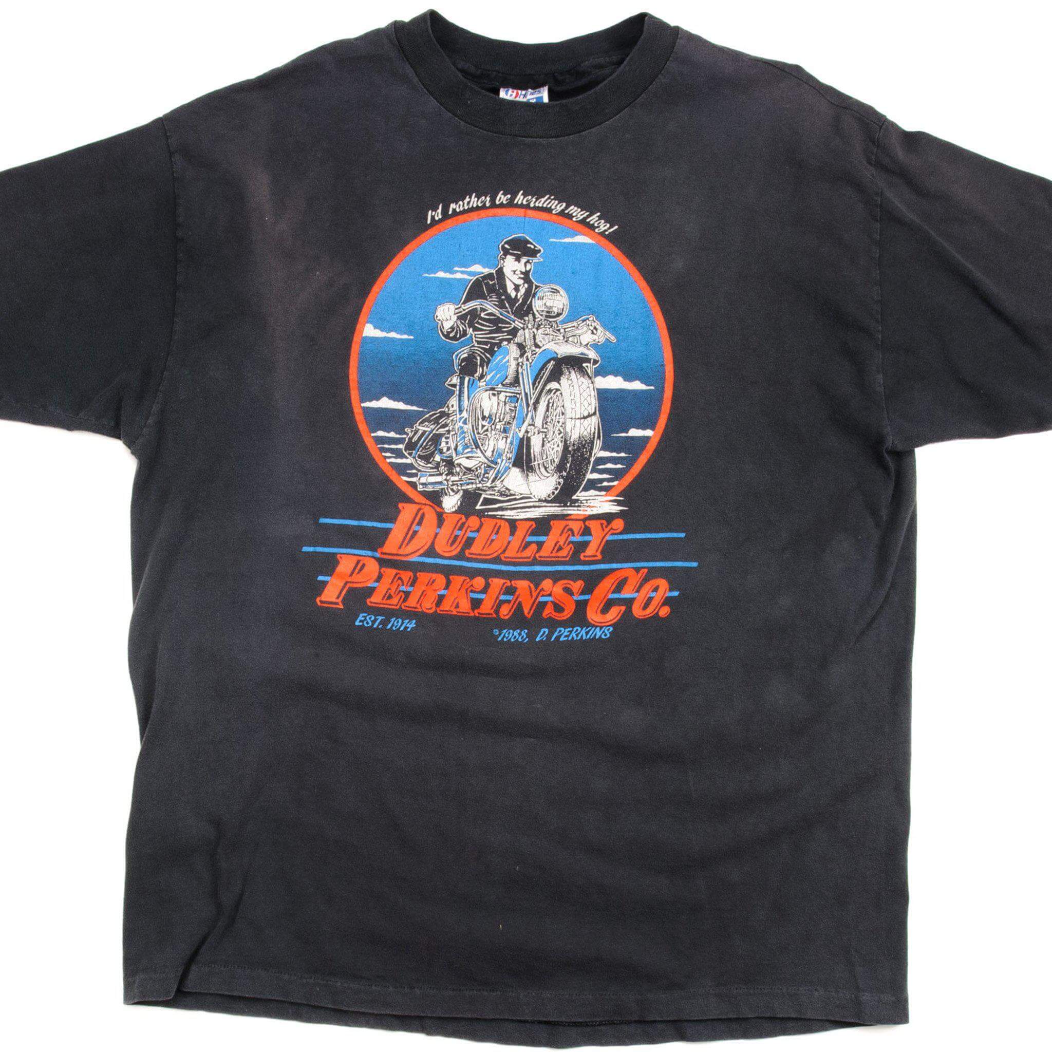 VINTAGE DUDLEY PERKINS TEE SHIRT CO. 75TH ANNIVERSARY 1989 SIZE XL MADE IN USA