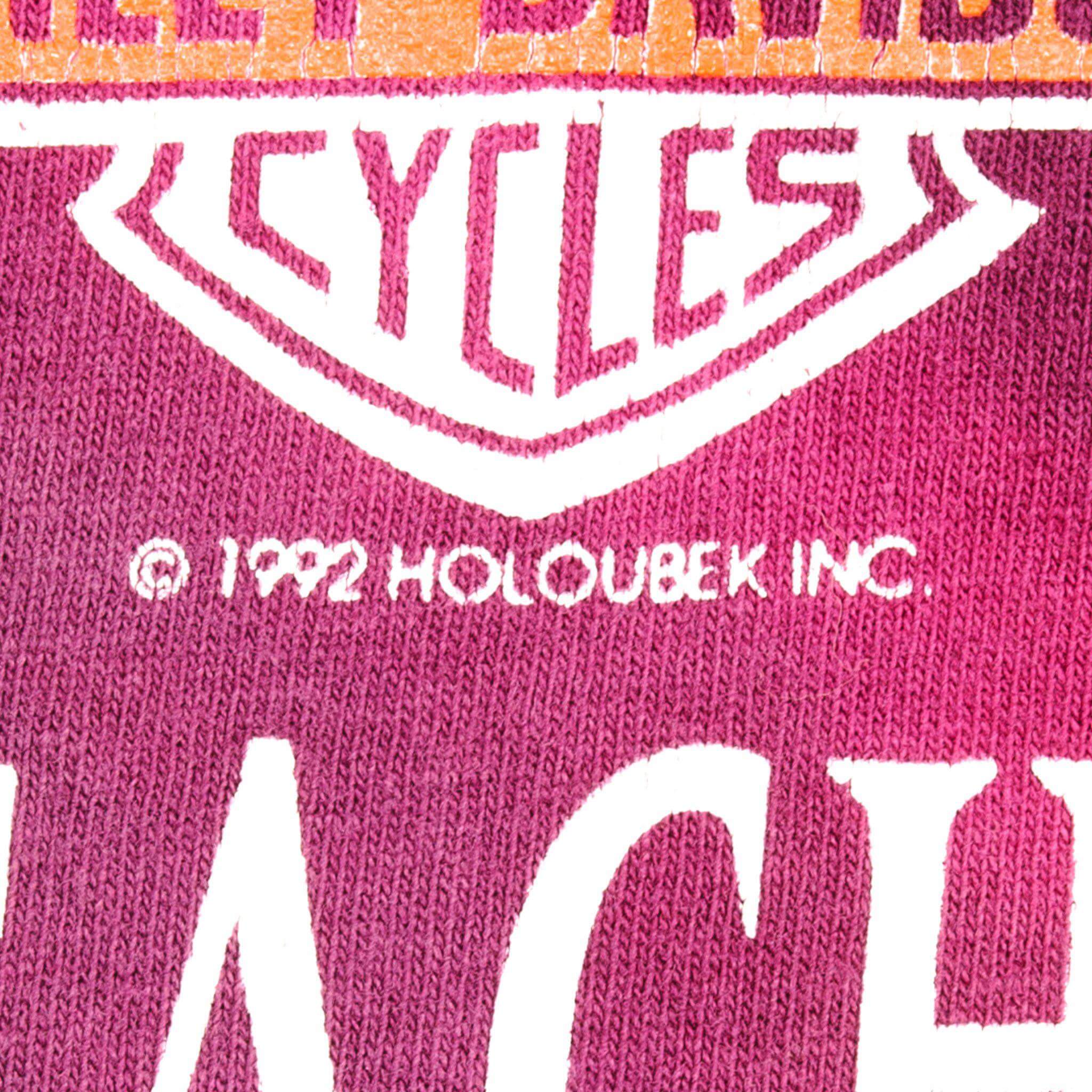 Vintage Tie Die Harley Davidson Tee Shirt "Southside Virginia Beach" By Holoubek Size Large Made In USA.