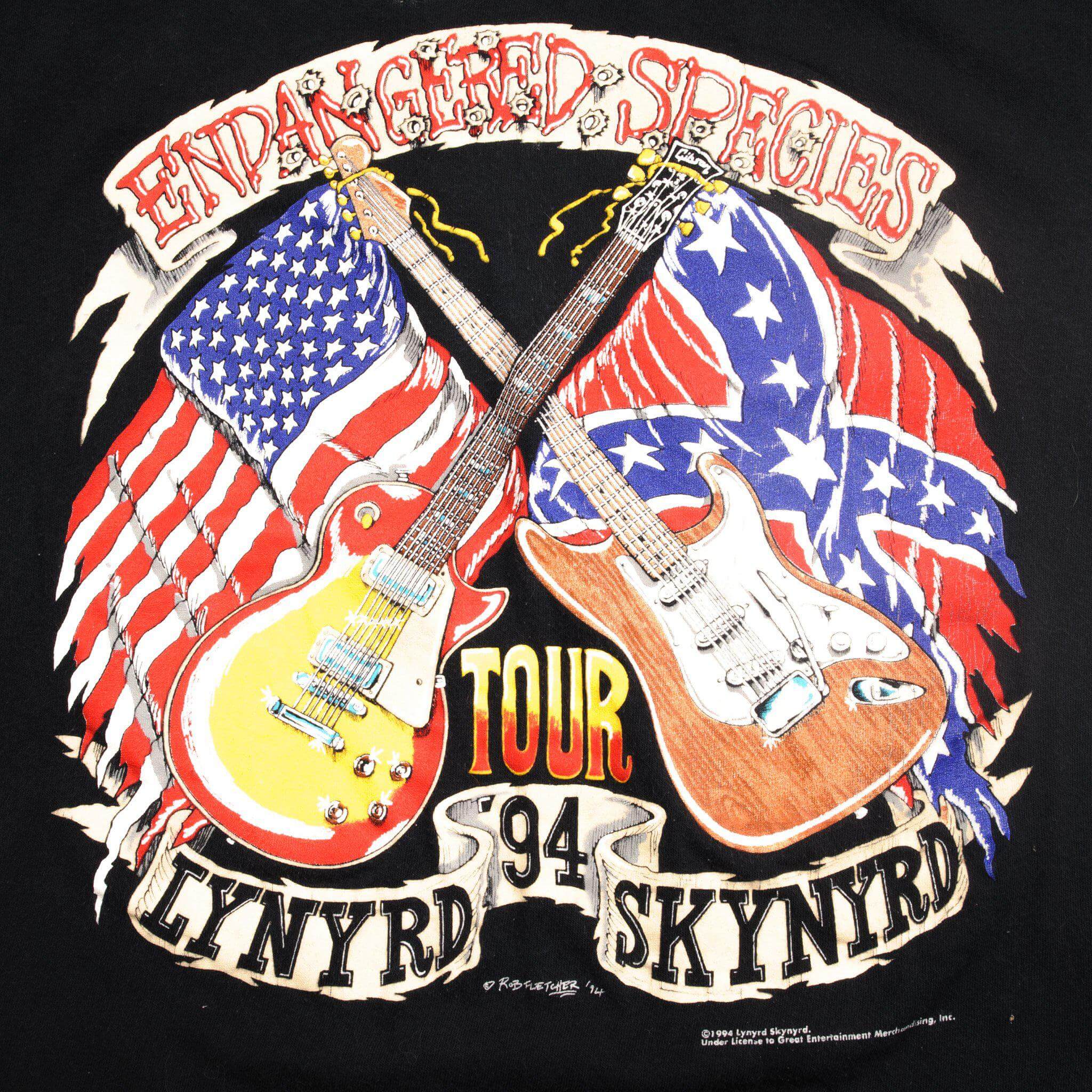 VINTAGE LYNYRD SKYNYRD TEE SHIRT ENDANGERED SPECIES TOUR 1994 SIZE LARGE MADE IN USA
