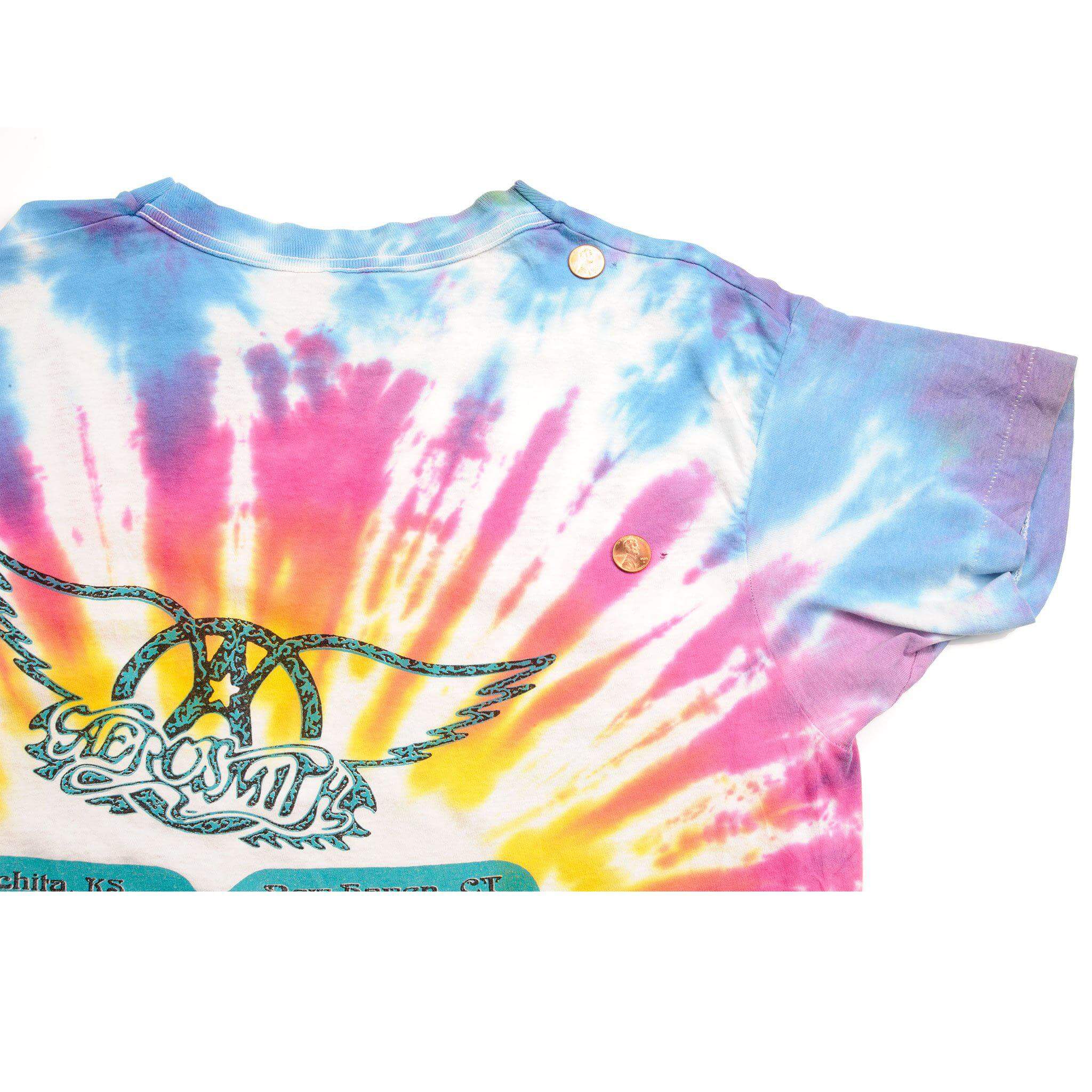 VINTAGE TIE DYE AEROSMITH NINE LIVES TOUR TEE SHIRT 1998 SIZE LARGE MADE IN USA