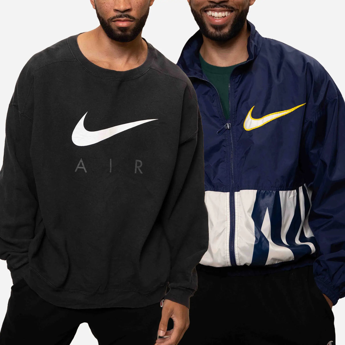 Vintage Nike clothing including sweatshirts, hoodies, T-shirts and windbreaker jackets