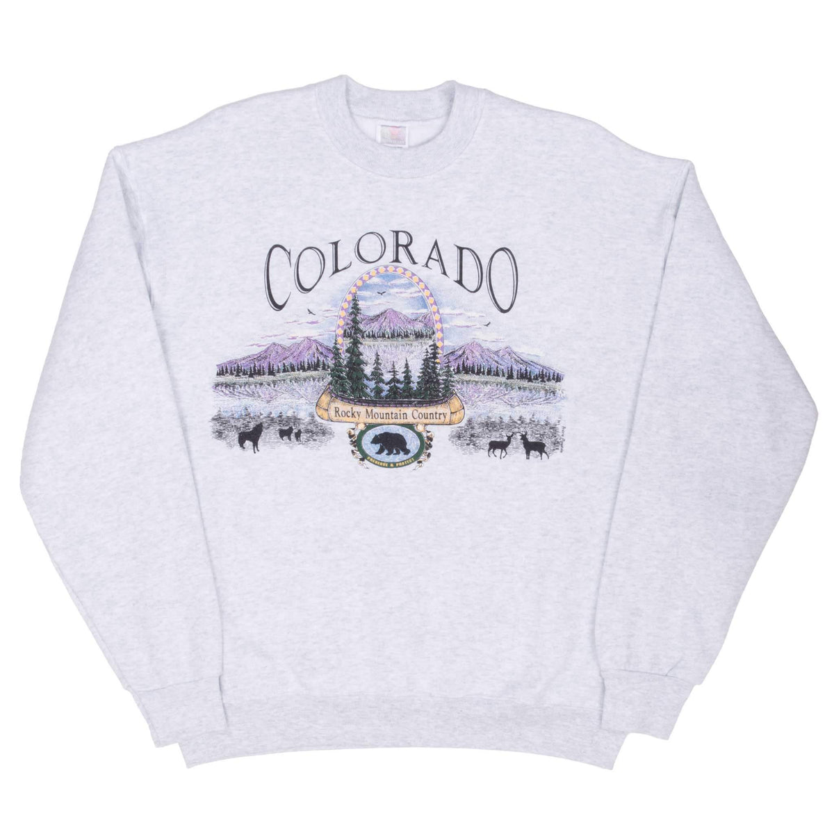 Vintage Colorado Rocky Mountain Graphic Sweatshirt 1990S Large Made In Usa
