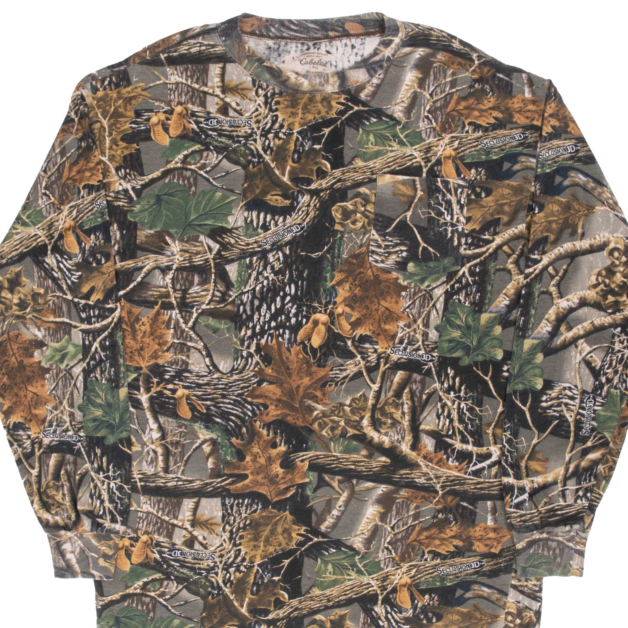 Vintage Hunting Seclusion 3D Camo Long Sleeve Tee Shirt Size Large
