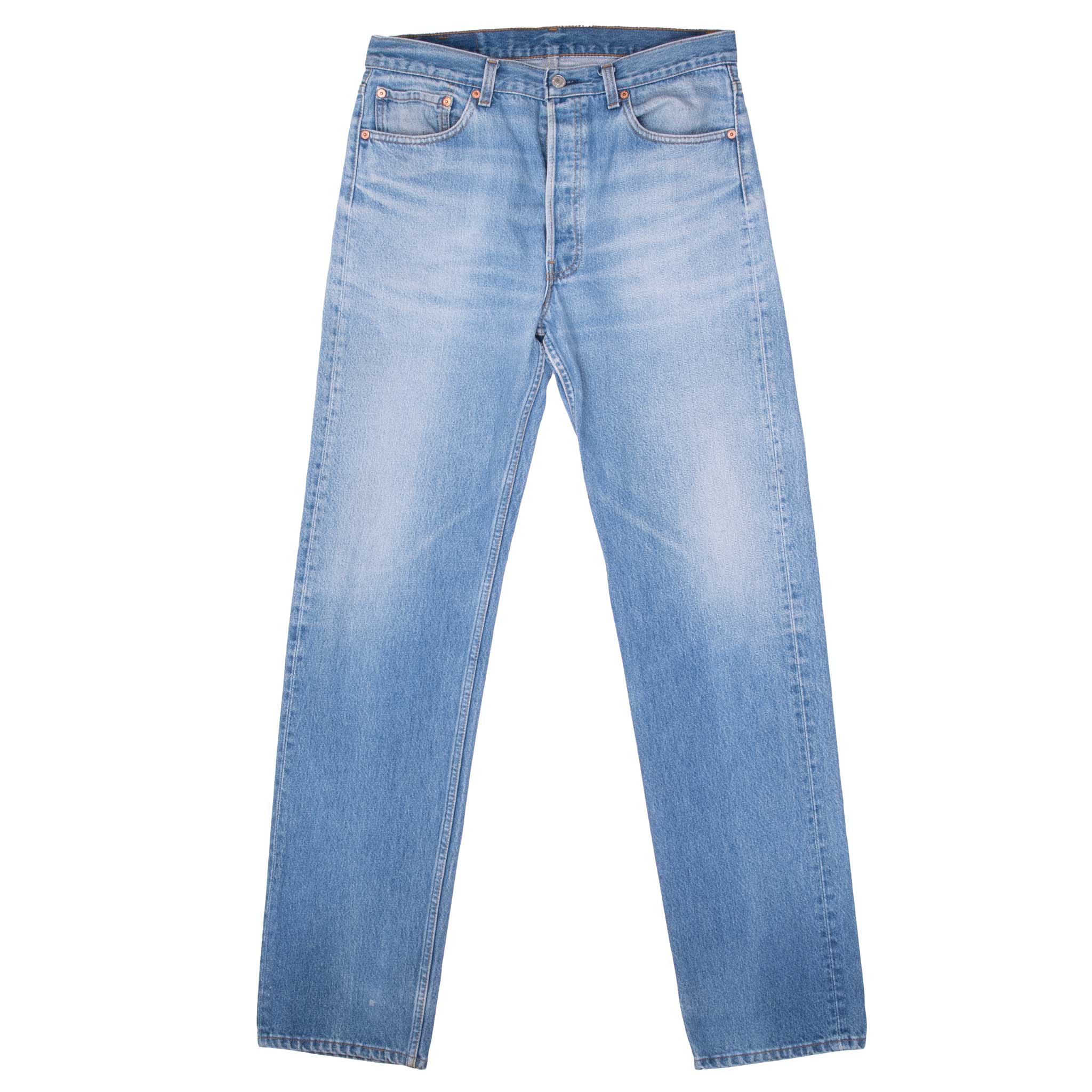 Vintage Levis 501 Indigo Jeans 1980S Size 34X33 Made In Usa With A Medium Light Wash With Light Whiskers
Size on Tag is 35X38 Actual Size Is 34X34
Back button #552