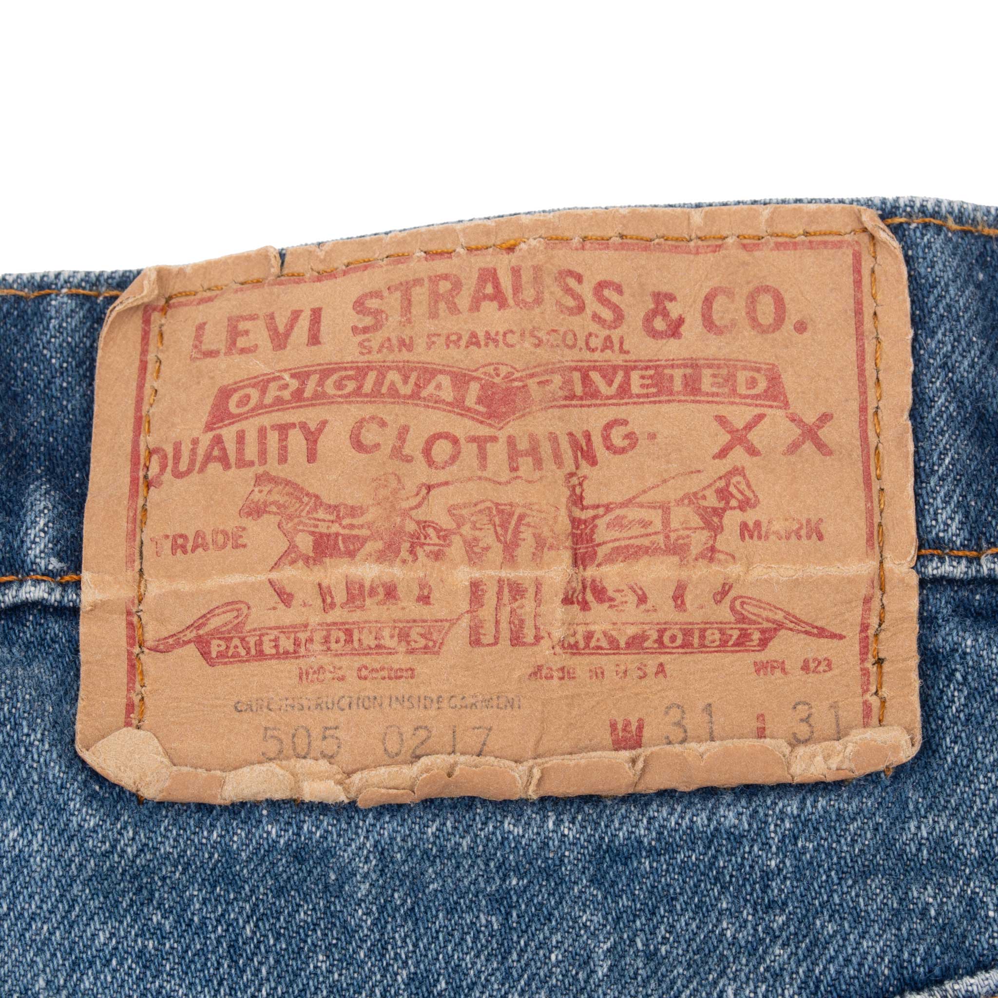 VINTAGE LEVIS 505 INDIGO JEANS 1980S SIZE L29 W30 MADE IN USA