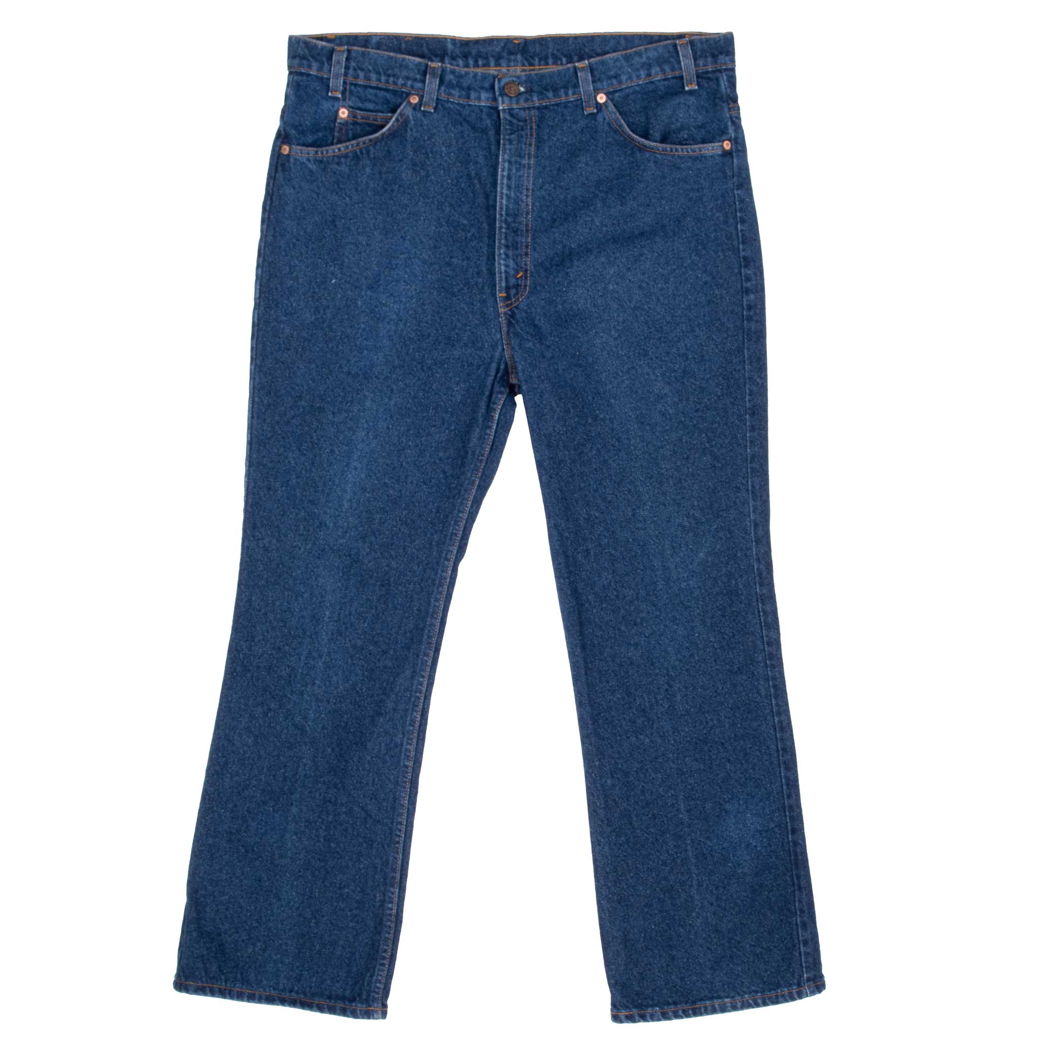 Vintage Levis 517 Orange Tab Indigo Jeans Boot Cut Size 39X30 Made In Usa, early 80s
Size on tag 40X30 actual Size Is 39X30
Back Button #530
