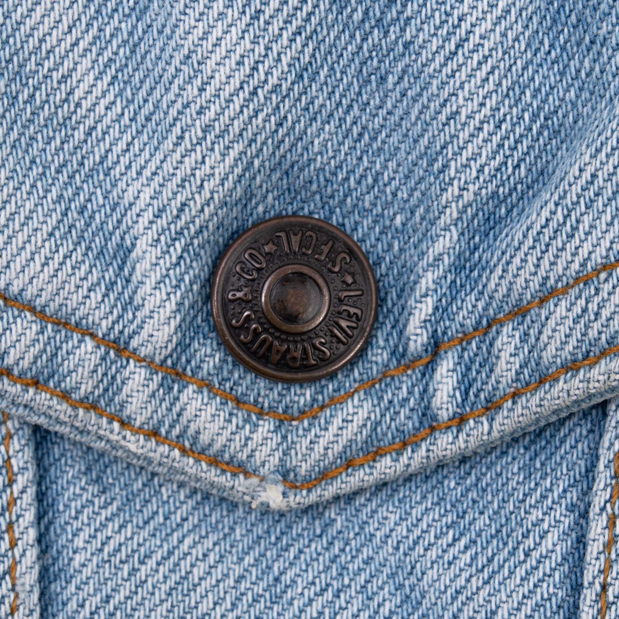 Vintage Levis Sherpa Trucker Very Light Wash Denim Jacket 1980S Size Small Made In Usa