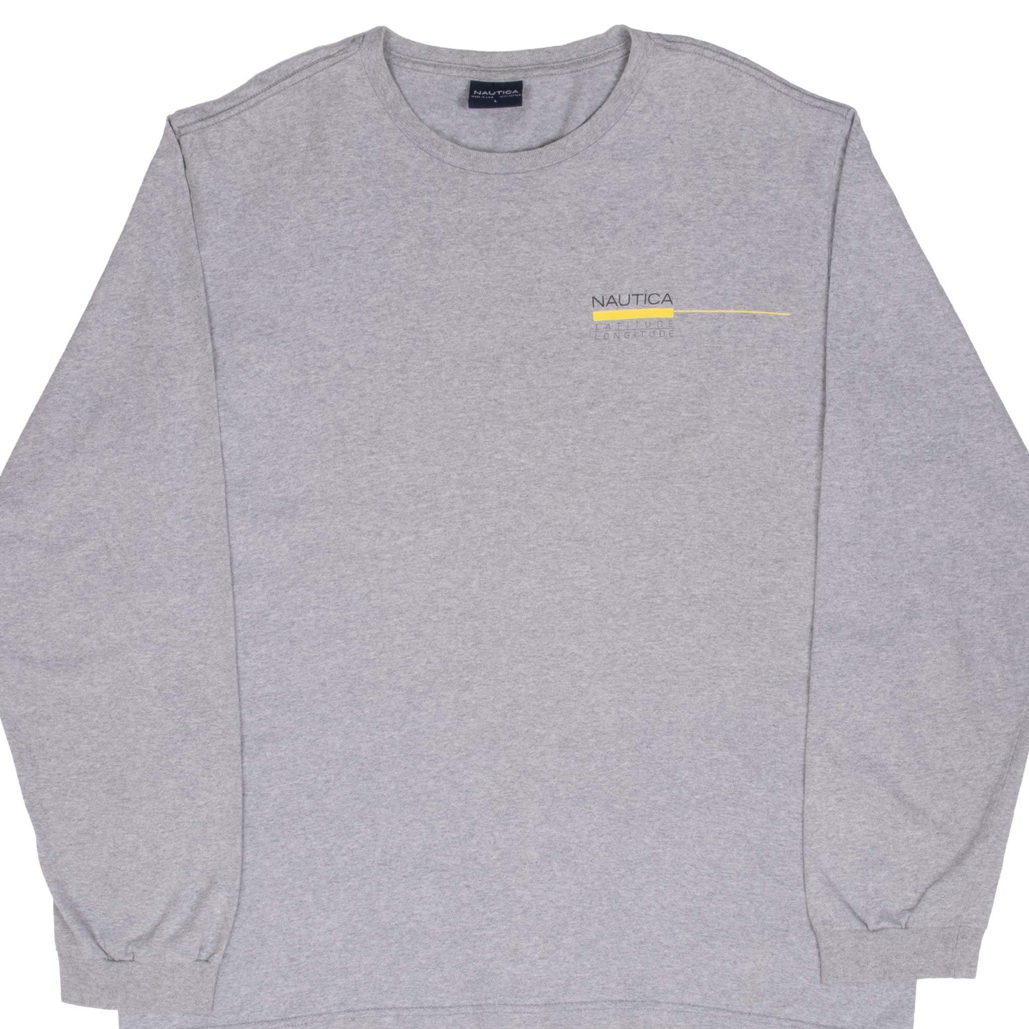 Vintage Nautica Jeans Grey Long Sleeve Tee Shirt 1990S Size Large