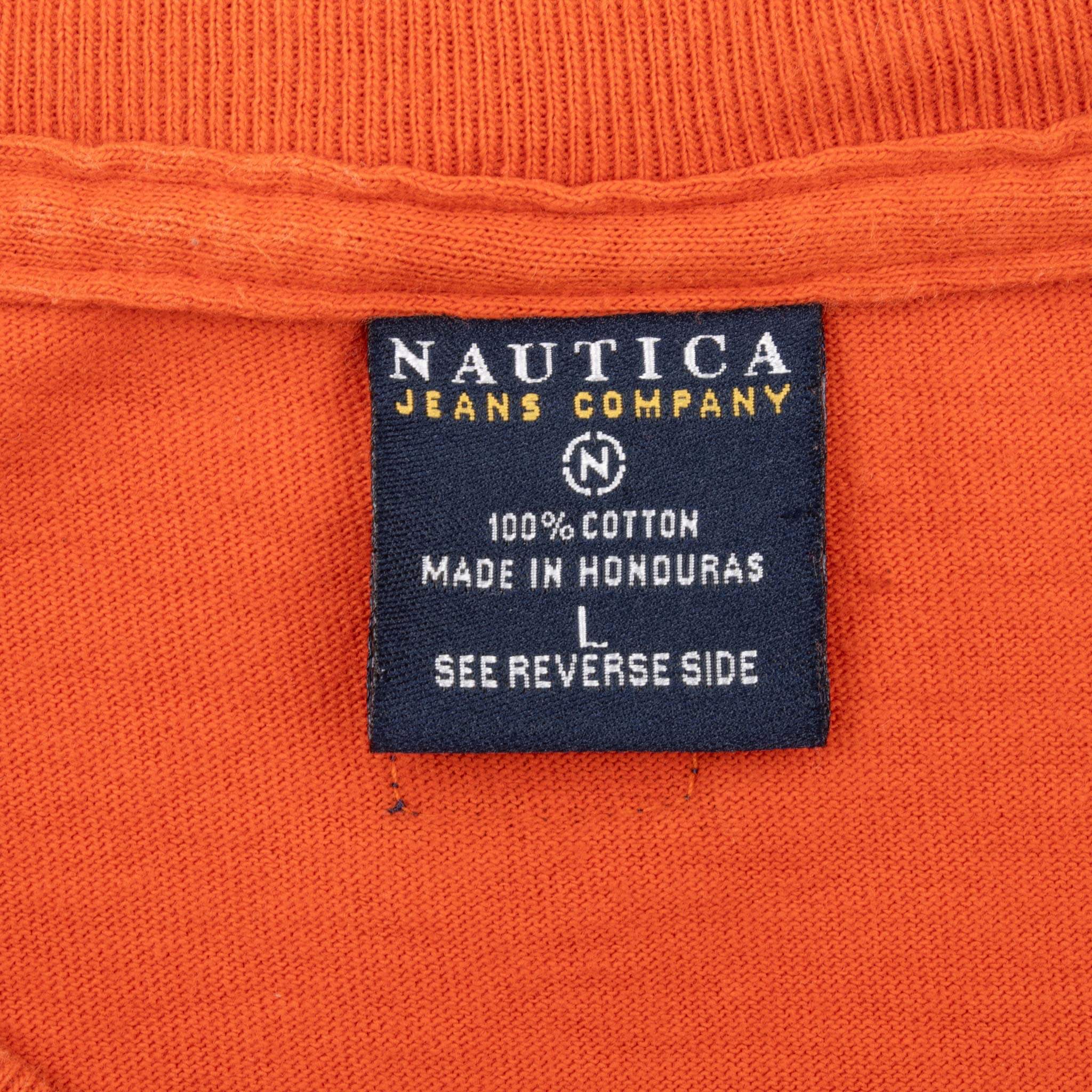 Vintage Nautica Jeans Orange Tee Shirt 2000S Large