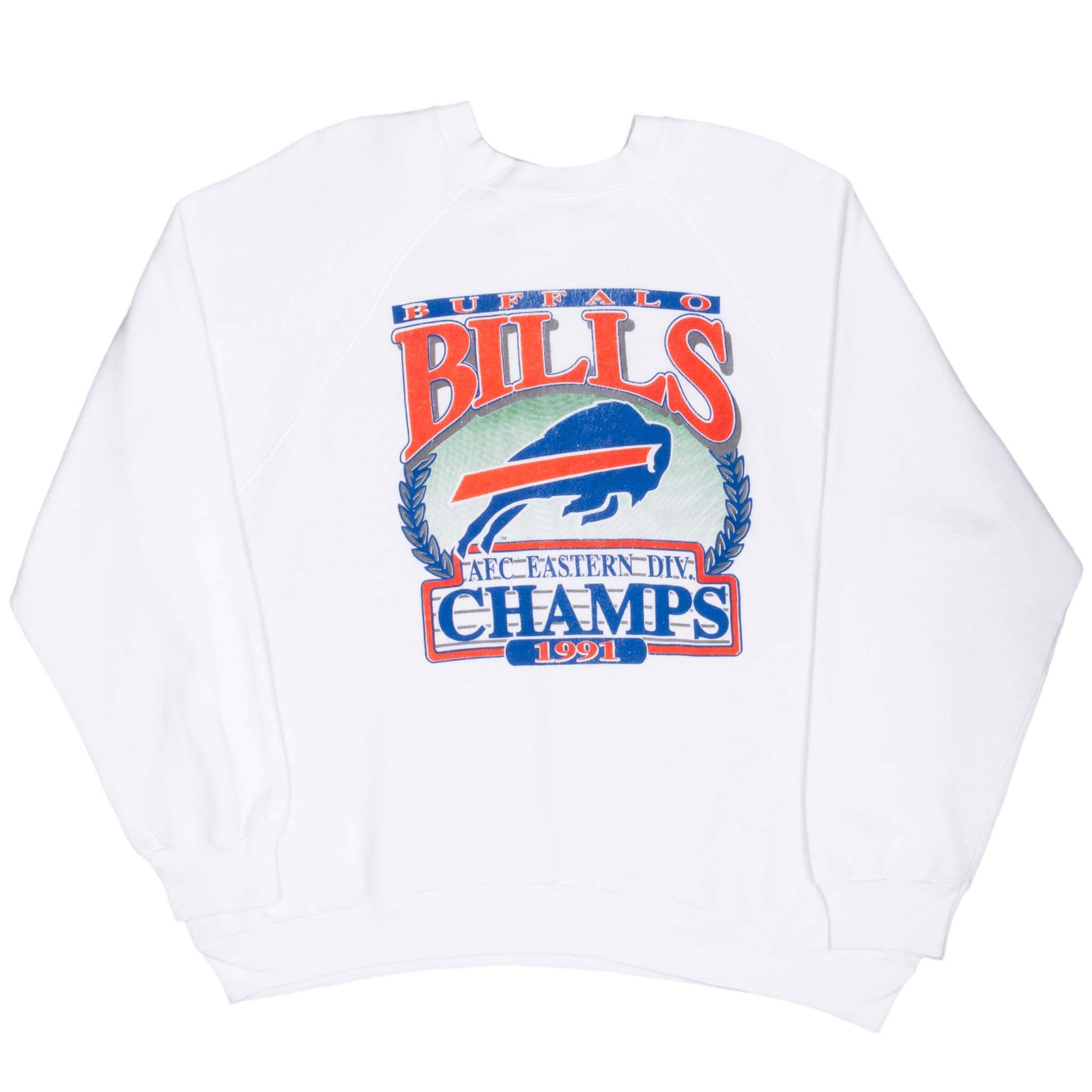 Vintage Nfl Buffalo Bills Afc Champions 1991 White Sweatshirt Size XL Made In Usa