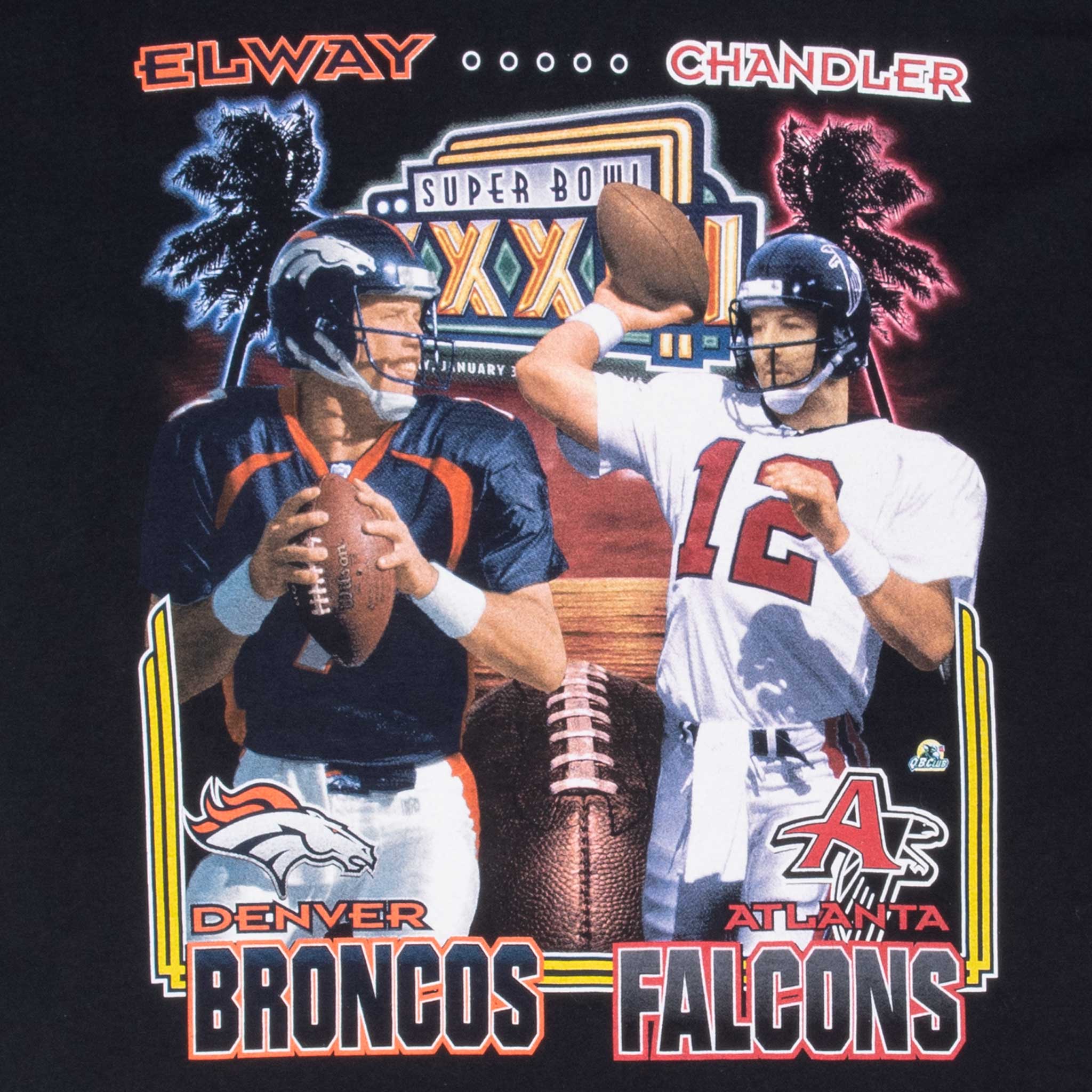 Vintage NFL Atlanta Falcons VS Denver Broncos Super Bowl XXXIII 1999 Black Tee Shirt Size Large