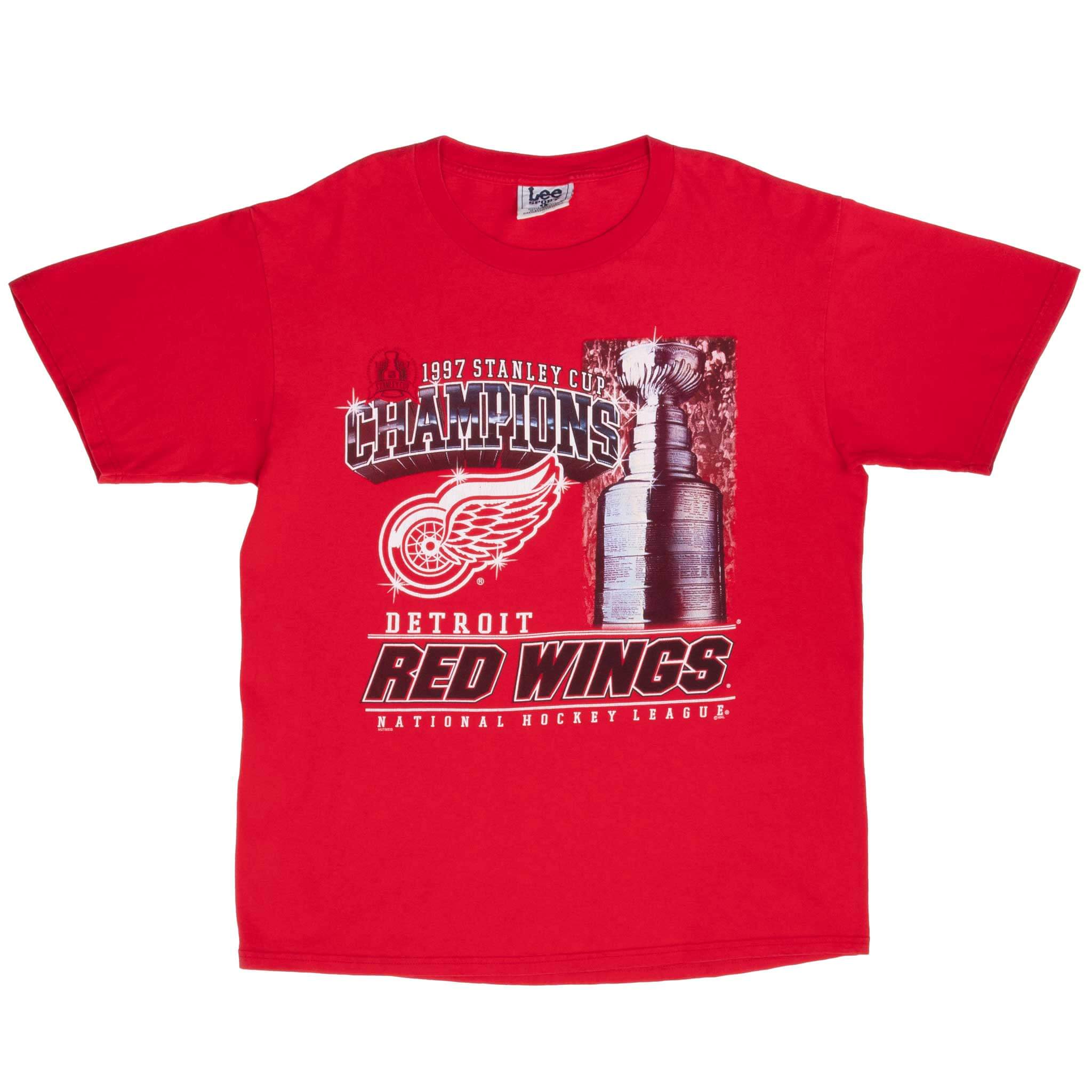 VINTAGE NHL DETROIT RED WINGS CHAMPIONS 1997 TEE SHIRT LARGE