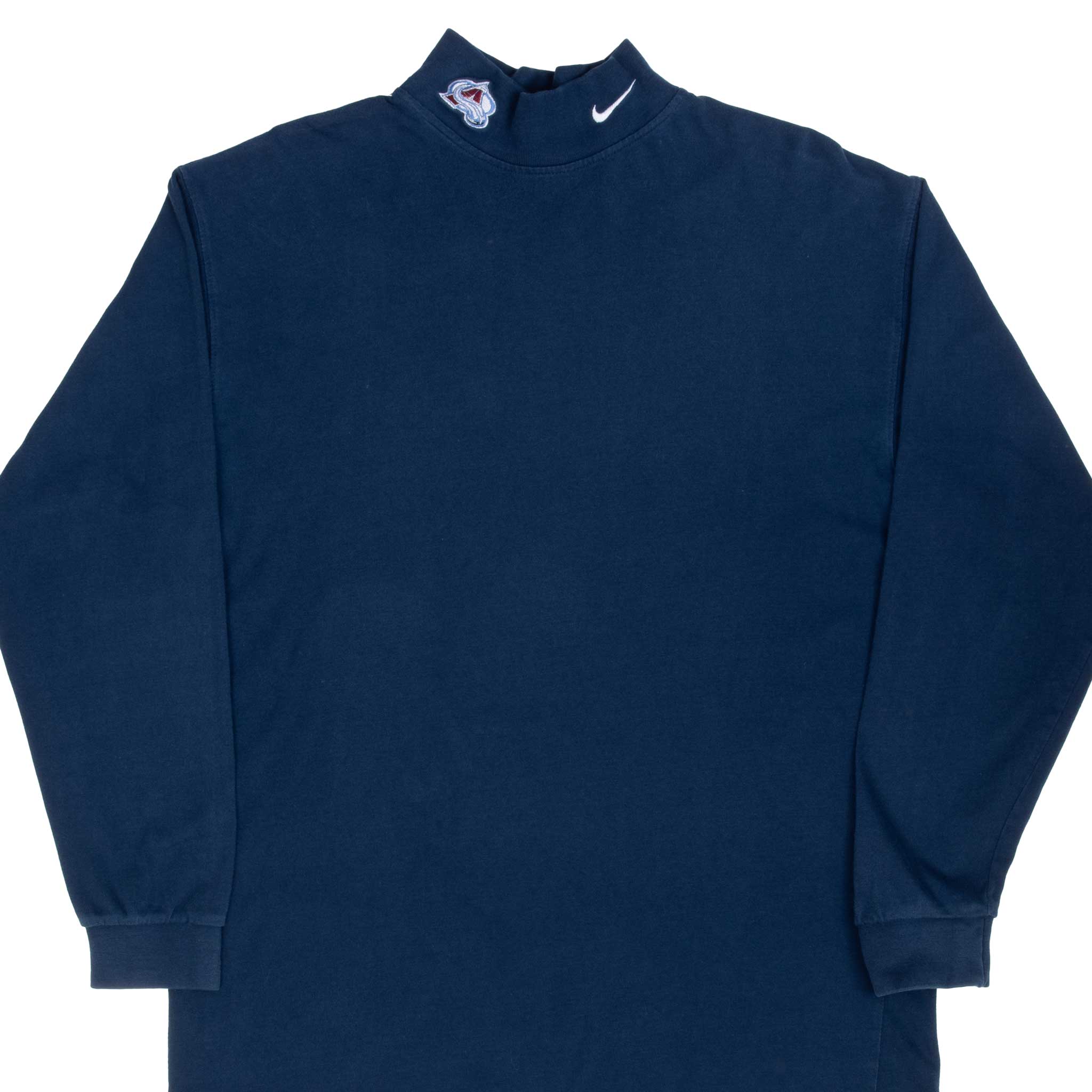 Vintage Nike NHL Long Sleeve Turtle Neck Blue Tee Shirt 1990S Size Large Made In USA