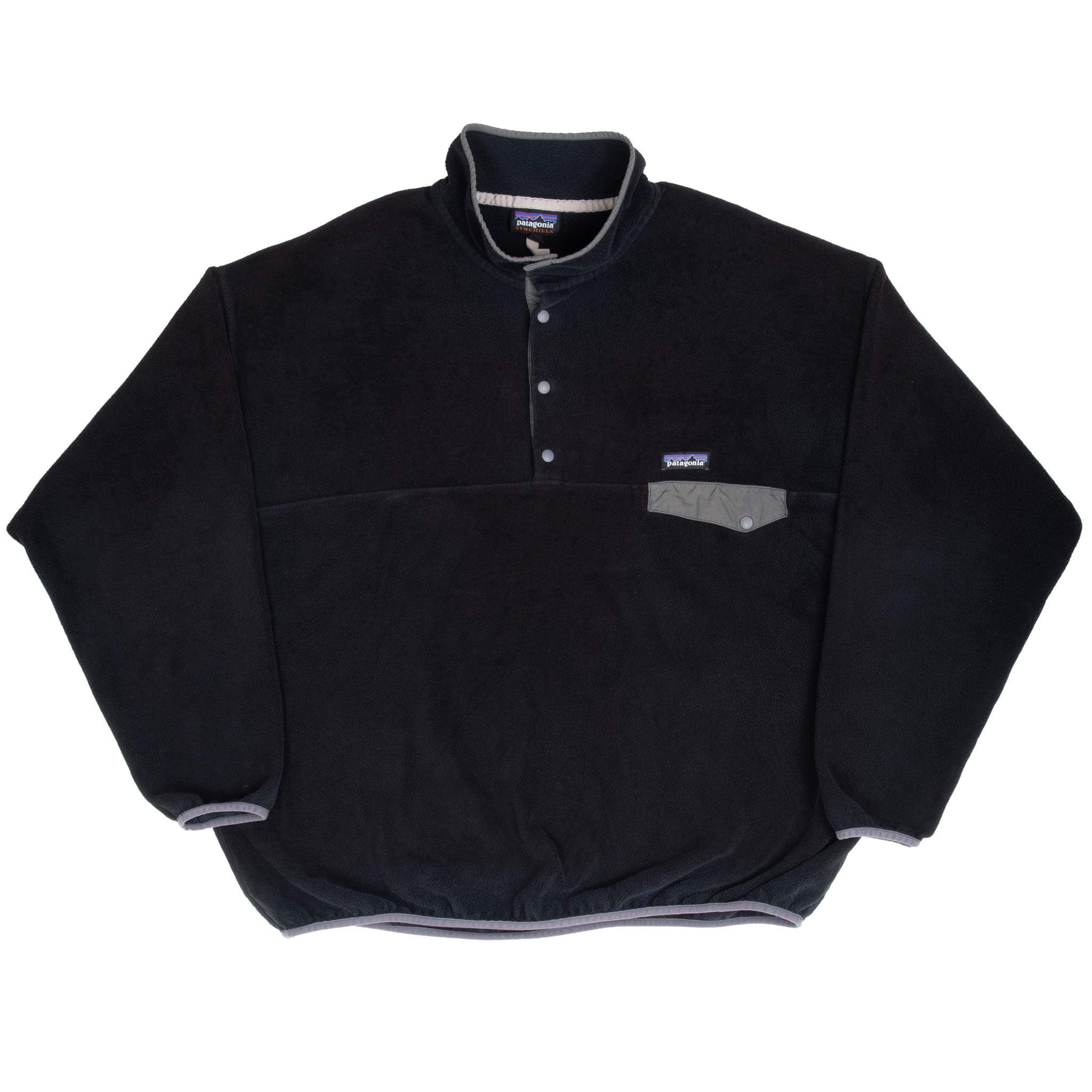 Vintage Patagonia 1990S Synchilla Snap T Black Fleece Pullover Size 2XL