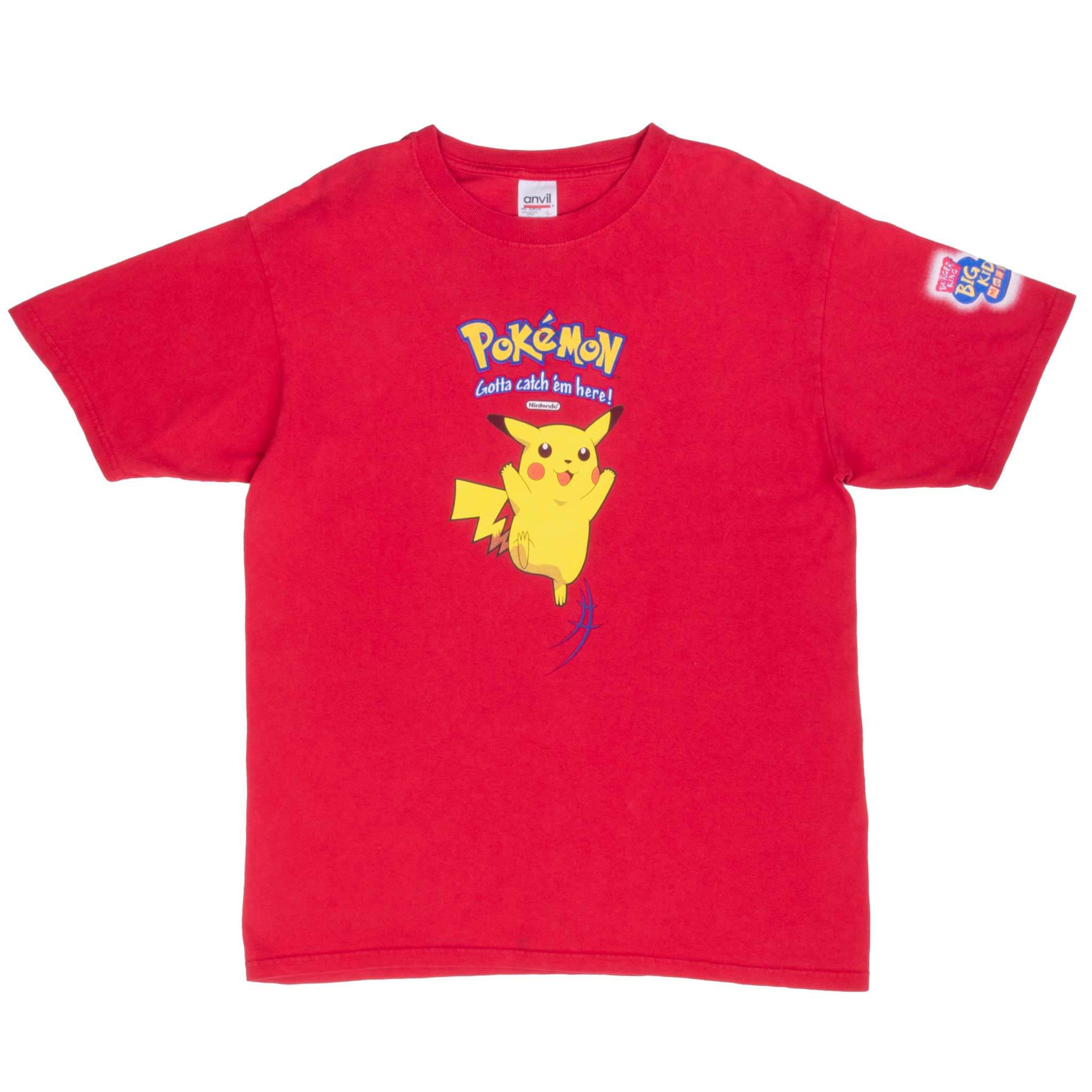 Vintage Pink Nintendo Pokemon With Pikachu From Burger King Big Kids Meal 1990s TeeShirt Size Large