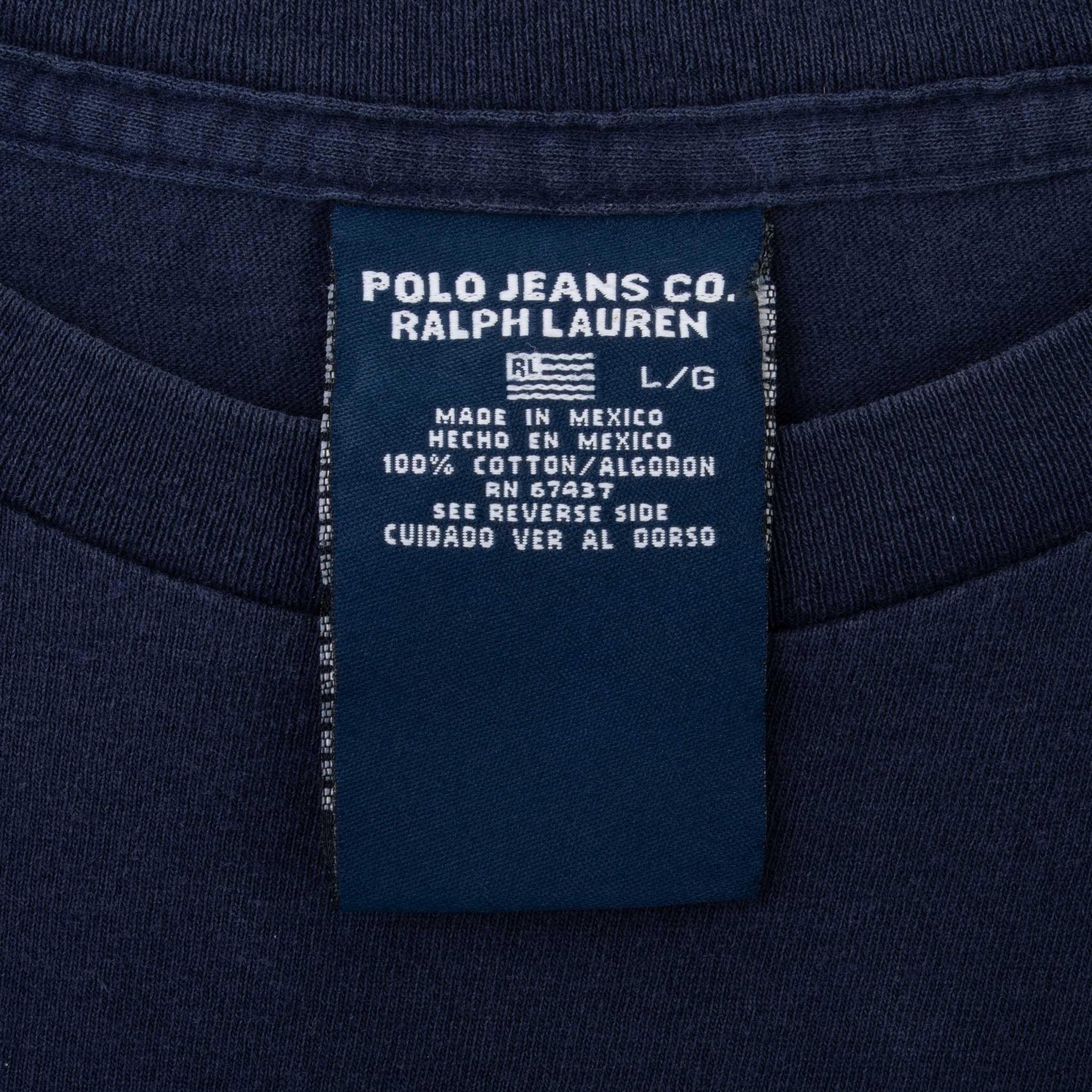 Vintage Polo Ralph Lauren Us Flag Blue Tee Shirt 1990S Size Large