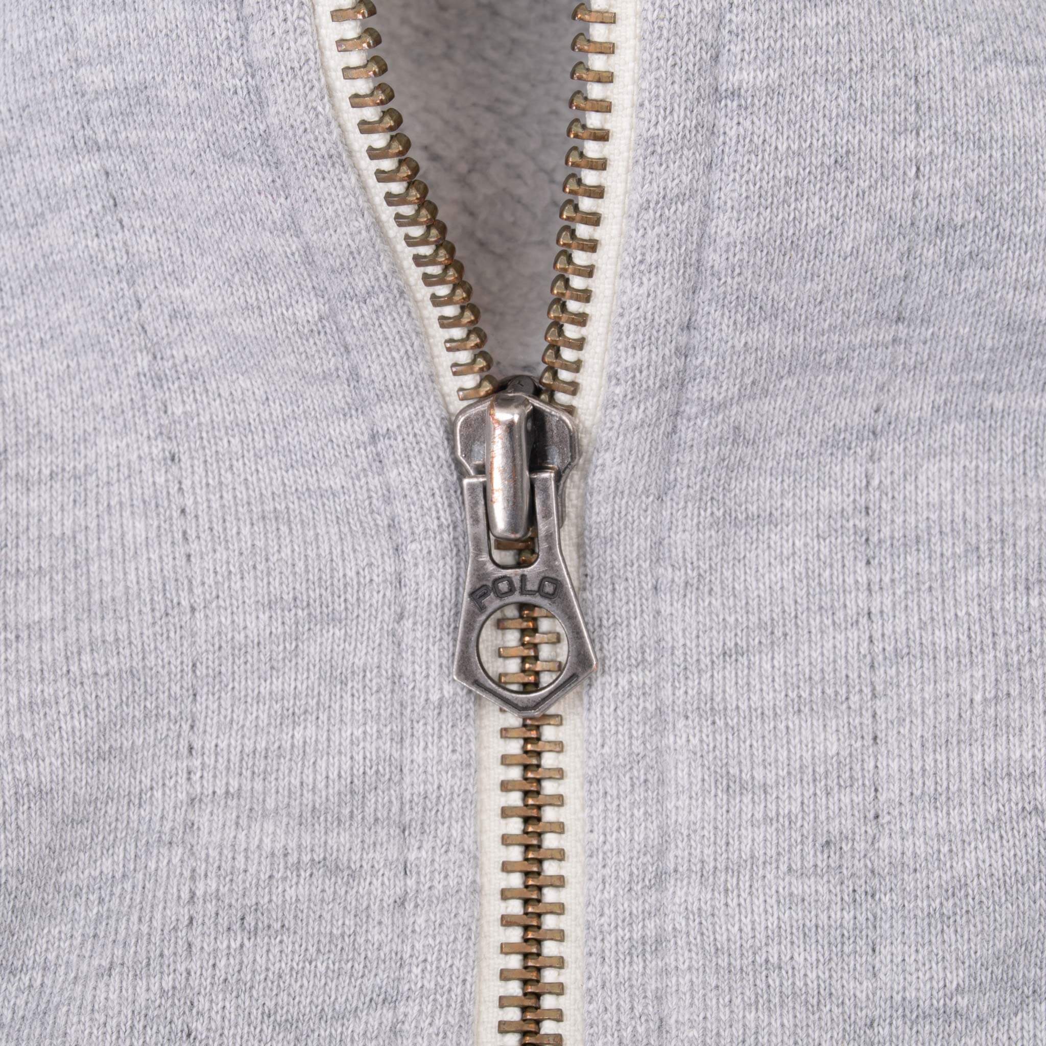 Vintage Ralph Lauren Full Zip Classic Grey Hoodie Sweatshirt 1990S Size Medium