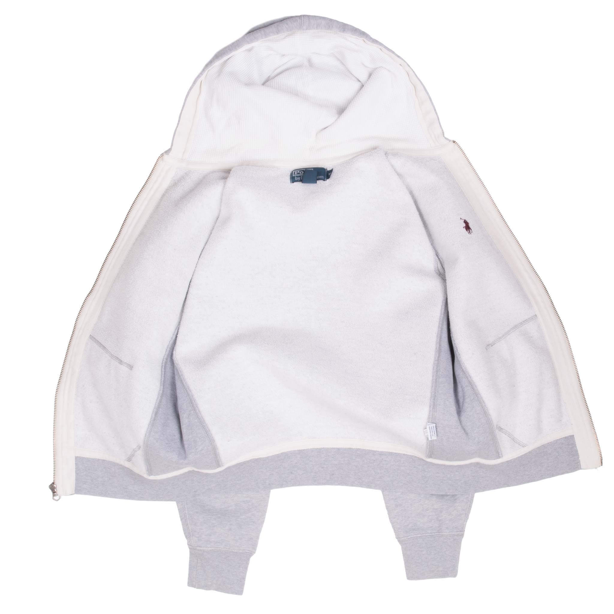 Vintage Ralph Lauren Full Zip Classic Grey Hoodie Sweatshirt 1990S Size Medium