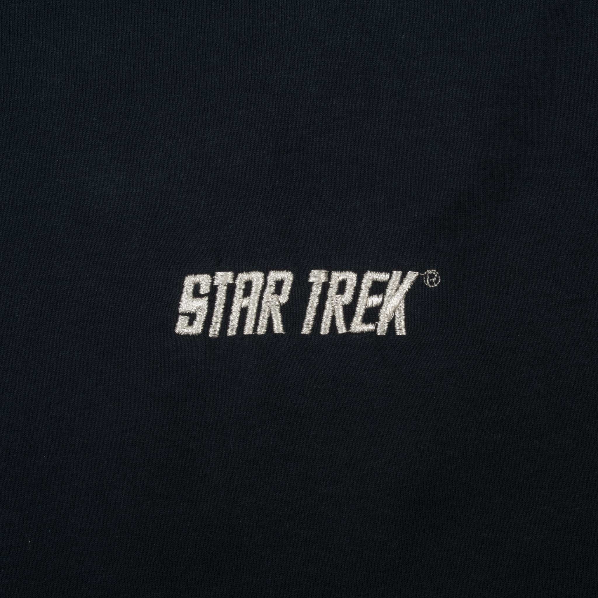 Vintage Star Trek Embroidered Black Tee Shirt 1990S Size XL Made In Usa