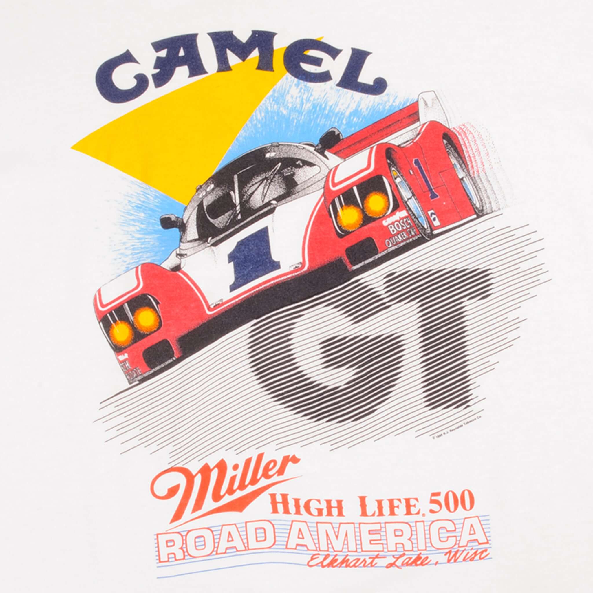Vintage Nascar Camel High Life 500 Road America 1988 Tee Shirt Size XL With Single Stitch Sleeves. Made In USA