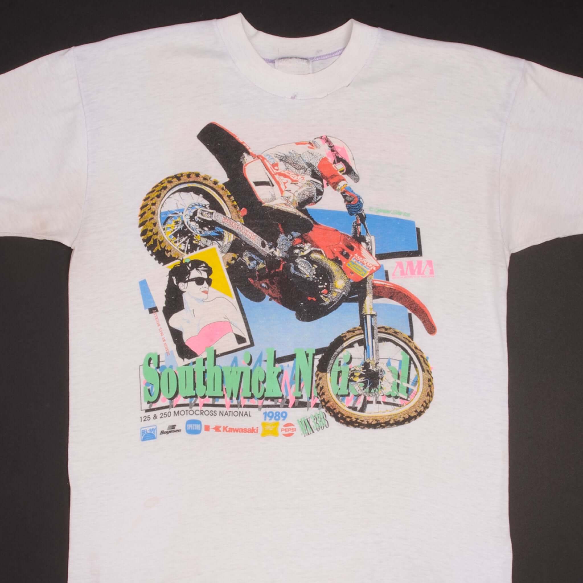 VINTAGE AMA MOTOCROSS SOUTHWICK NATIONAL 1989 TEE SHIRT MEDIUM