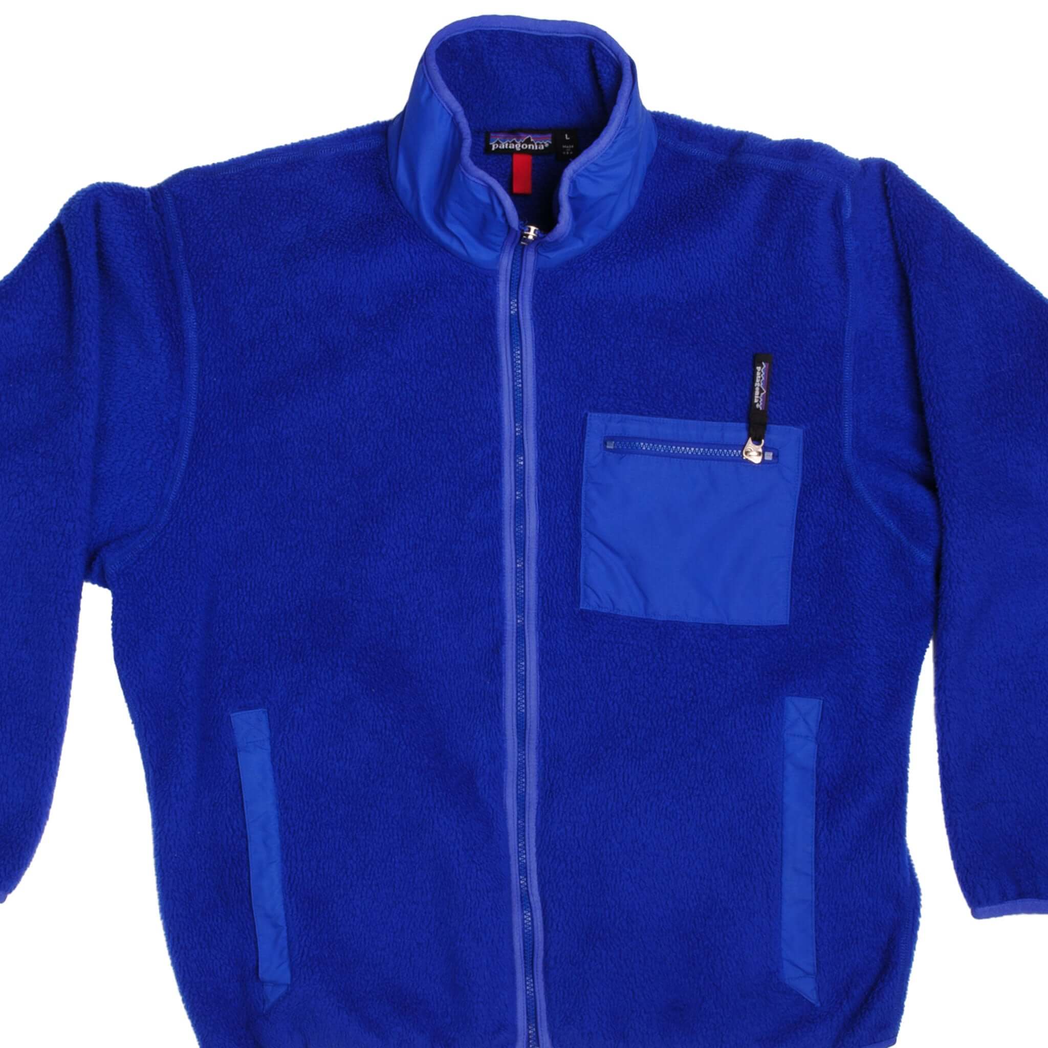Vintage Blue Patagonia Classic Retro-X Deep Pile 90S Jacket Size Large Made In USA