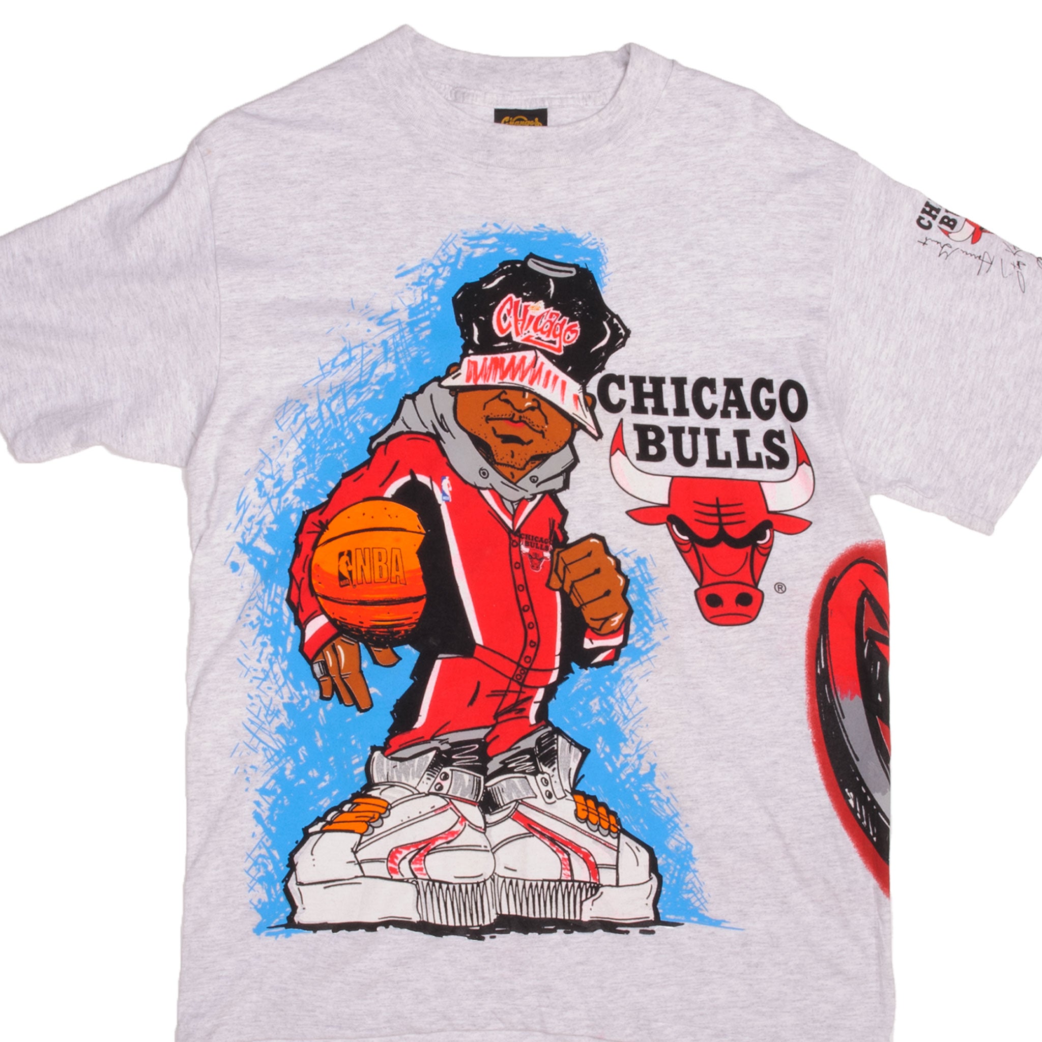 VINTAGE ALL OVER PRINT NBA CHICAGO BULLS 1990S TEE SHIRT SIZE LARGE MA –  Vintage rare usa