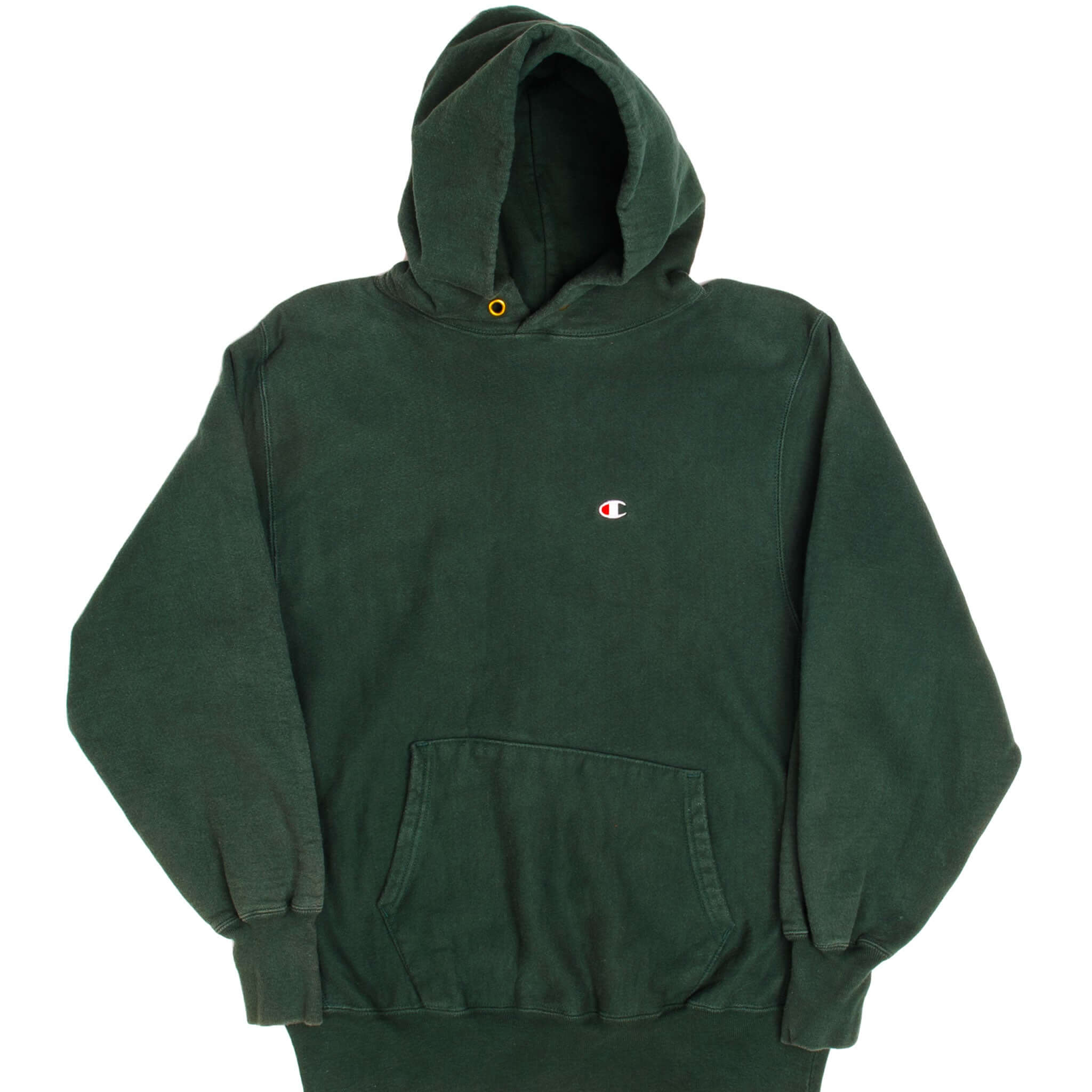 Vintage Green Reverse Weave Champion Hoodie Sweatshirt 1990S Size Large Made In USA