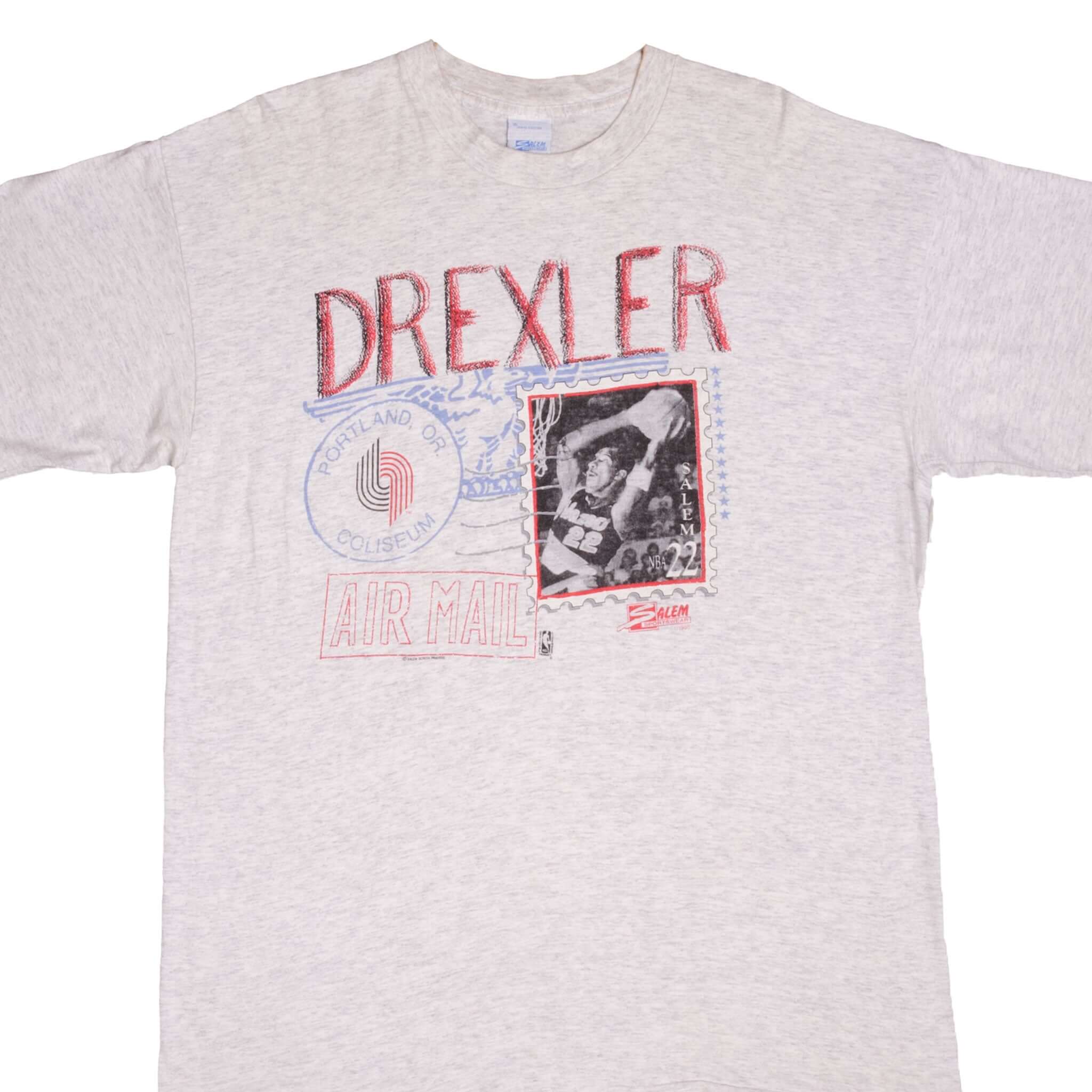 Vintage NBA Clyde Drexler Portland Oregon Tee Shirt 1990 Size XLarge With Single Stitch Sleeves