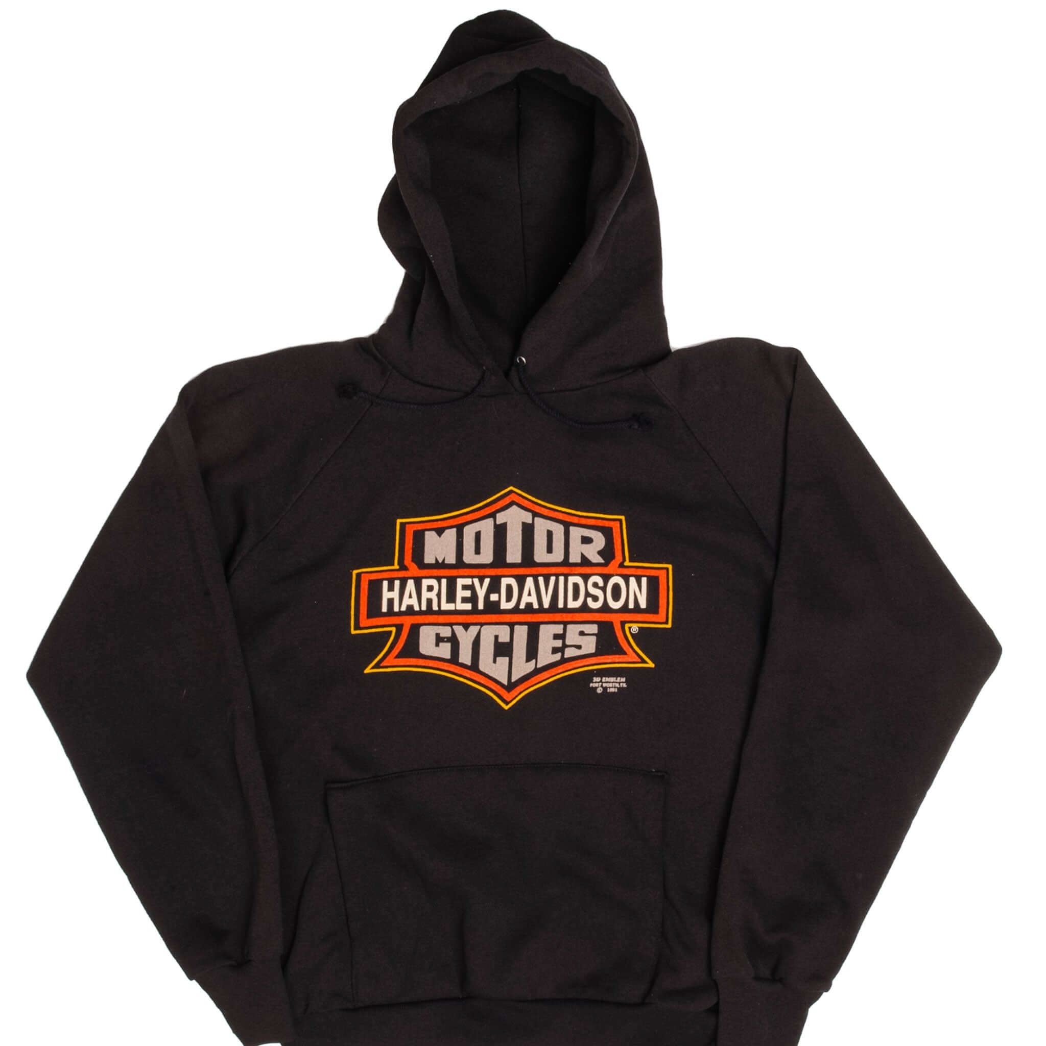 Vintage Harley Davidson 3D Emblem 1991 Hoodie Sweatshirt Size Large Made In USA
