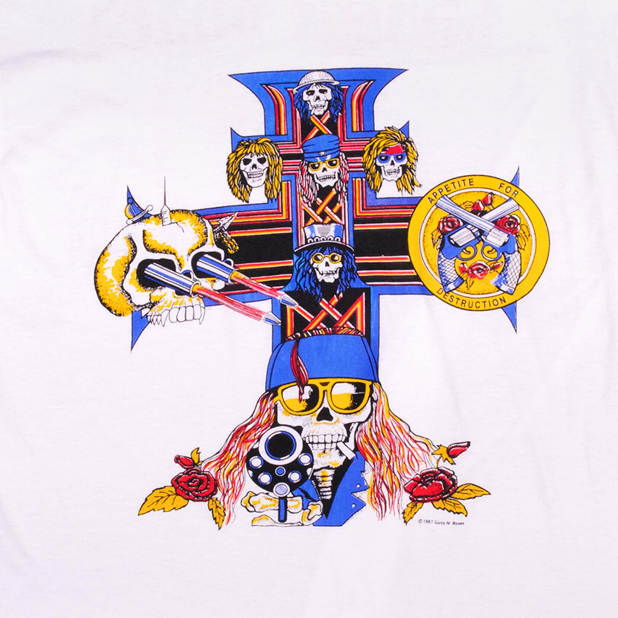 VINTAGE GUNS N' ROSES APPETITE FOR DESTRUCTION TEE SHIRT 1987 SIZE MEDIUM MADE IN USA