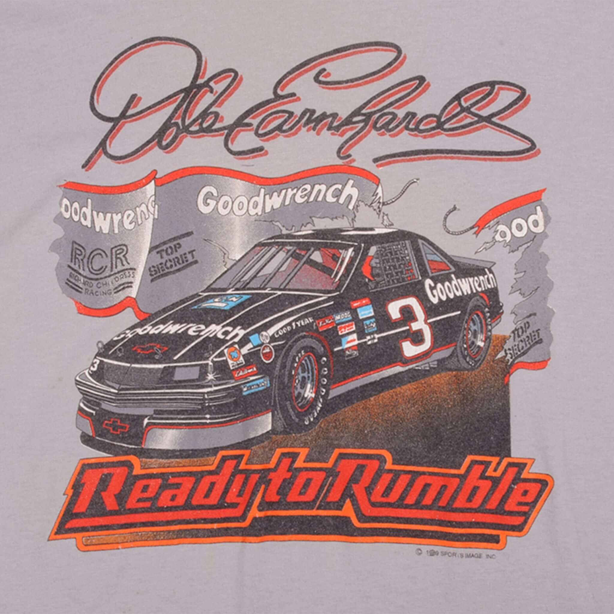 Vintage Nascar Dale Earnhardt Ready To Rumble Tee Shirt 1989 Size L With Single Stitch Sleeves. Made In USA