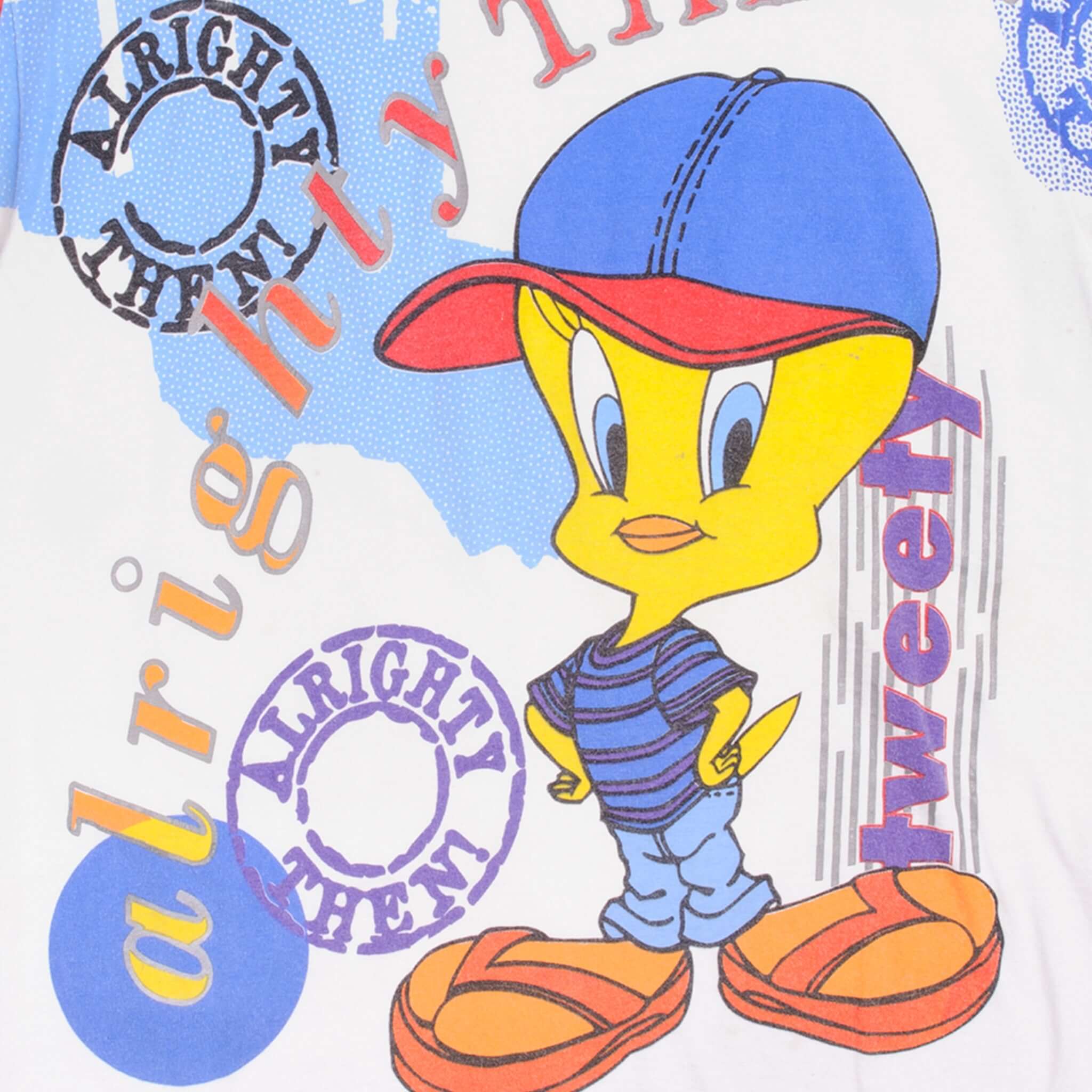 Vintage Looney Tunes Tweety All Over Print Tee Shirt 1997 Size Large