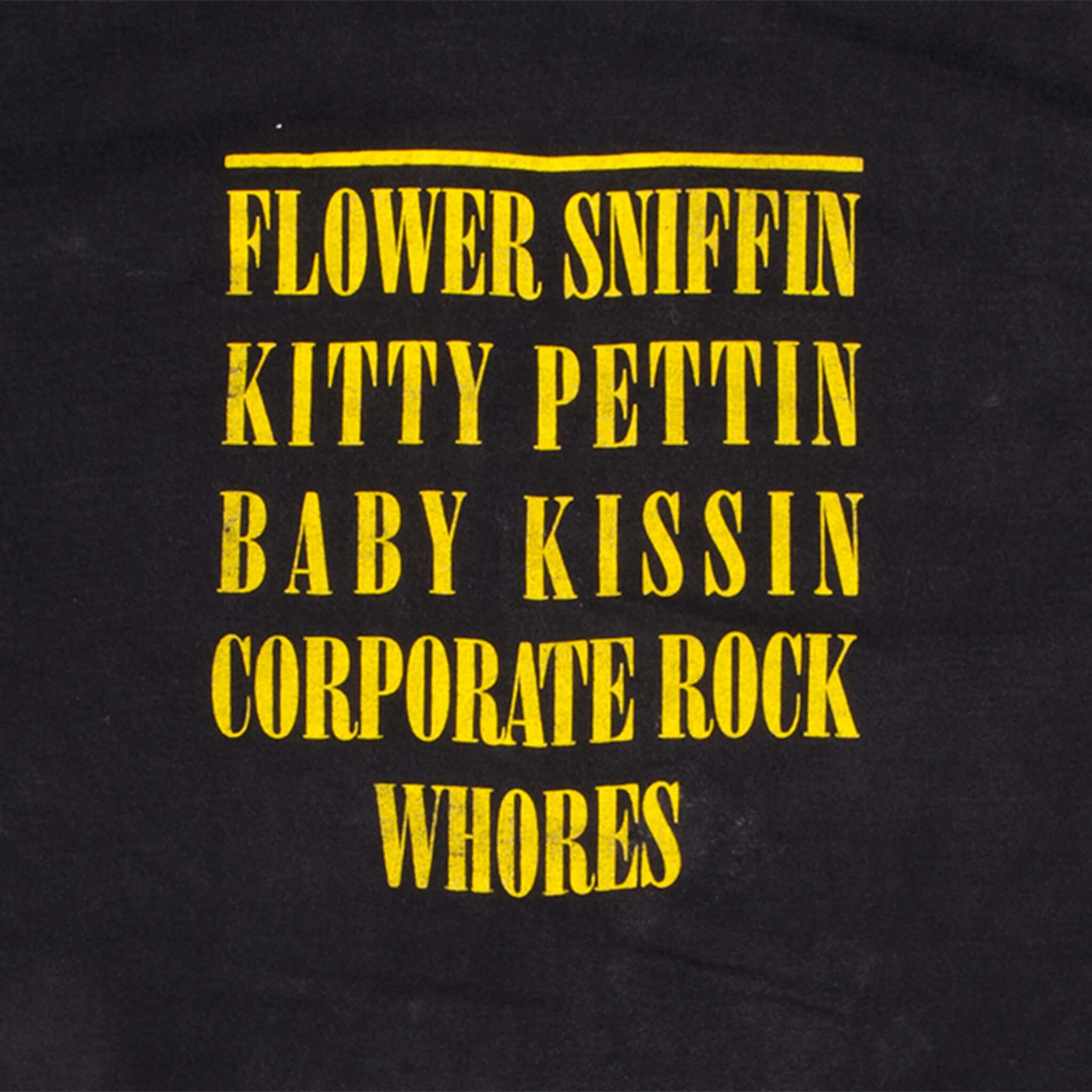 Vintage Nirvana Tee Shirt 1990s Size Medium. Made In USA  Flower Sniffin, Kitty Pettin, Baby Kissin, Corporate Rock Whores