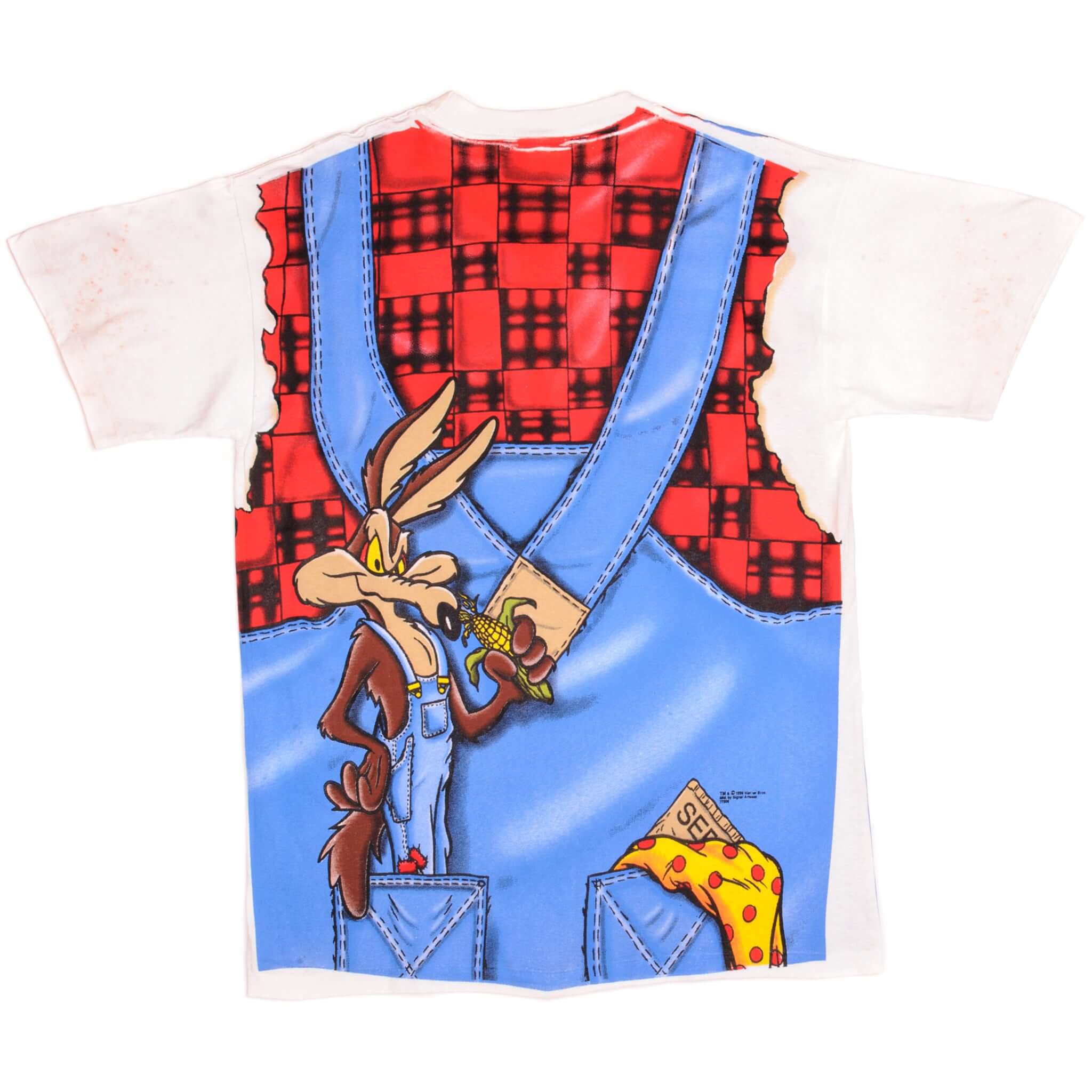 Vintage Looney Tunes Taz And Wile E. Coyote Tee Shirt 1996 Size Large Made In USA Dead-Stock With Original Tag.