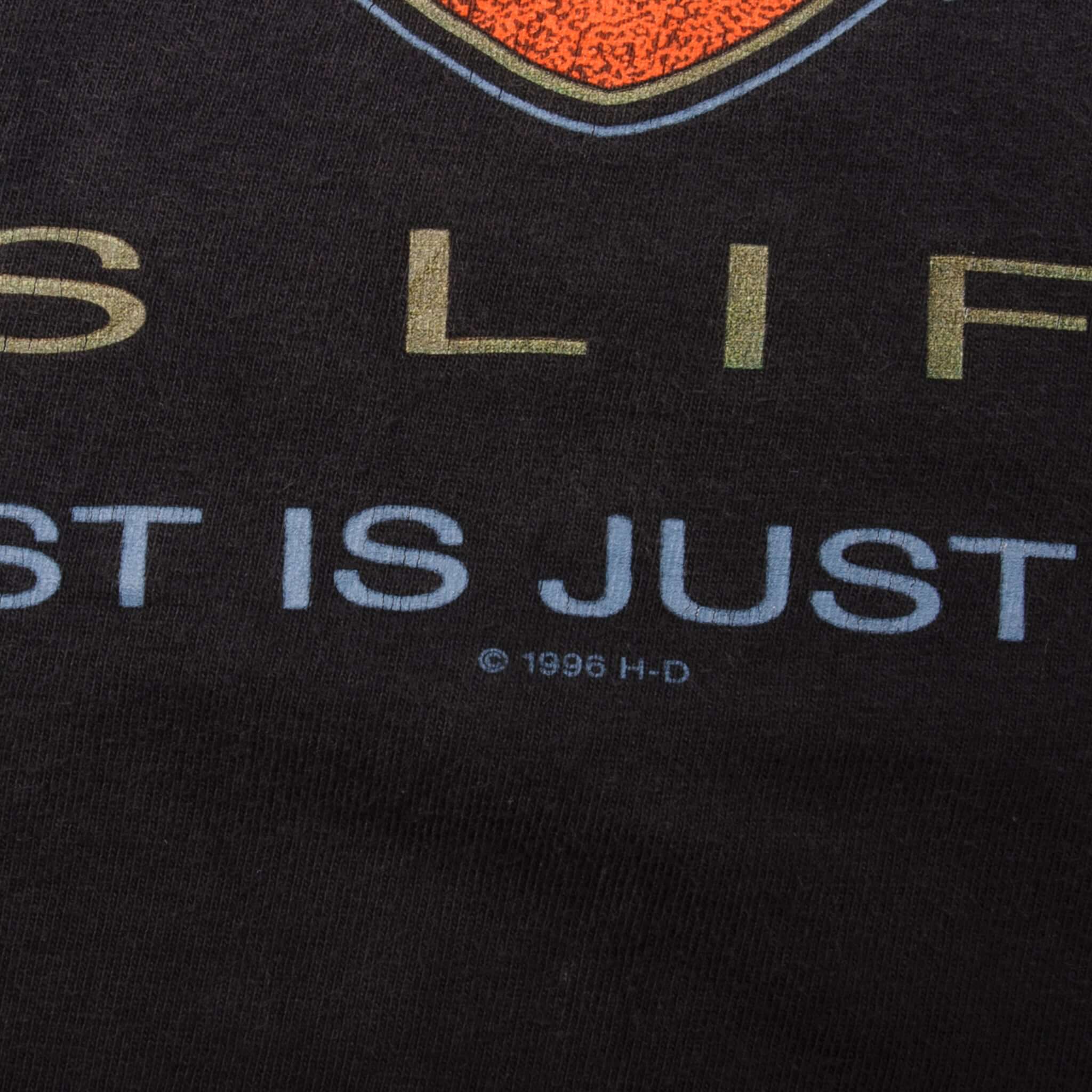 Vintage Harley Davidson Is Life The Rest Is Just Details Tee Shirt 1996 Size XL With Single Stitch Made In Usa