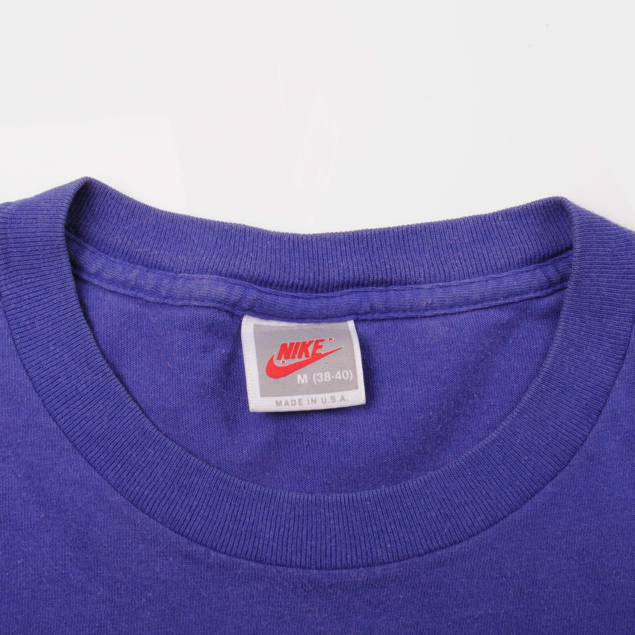 Vintage Purple Nike Force Tee Shirt 1987-1994 Size L With Single Stitch Sleeves. Made In USA