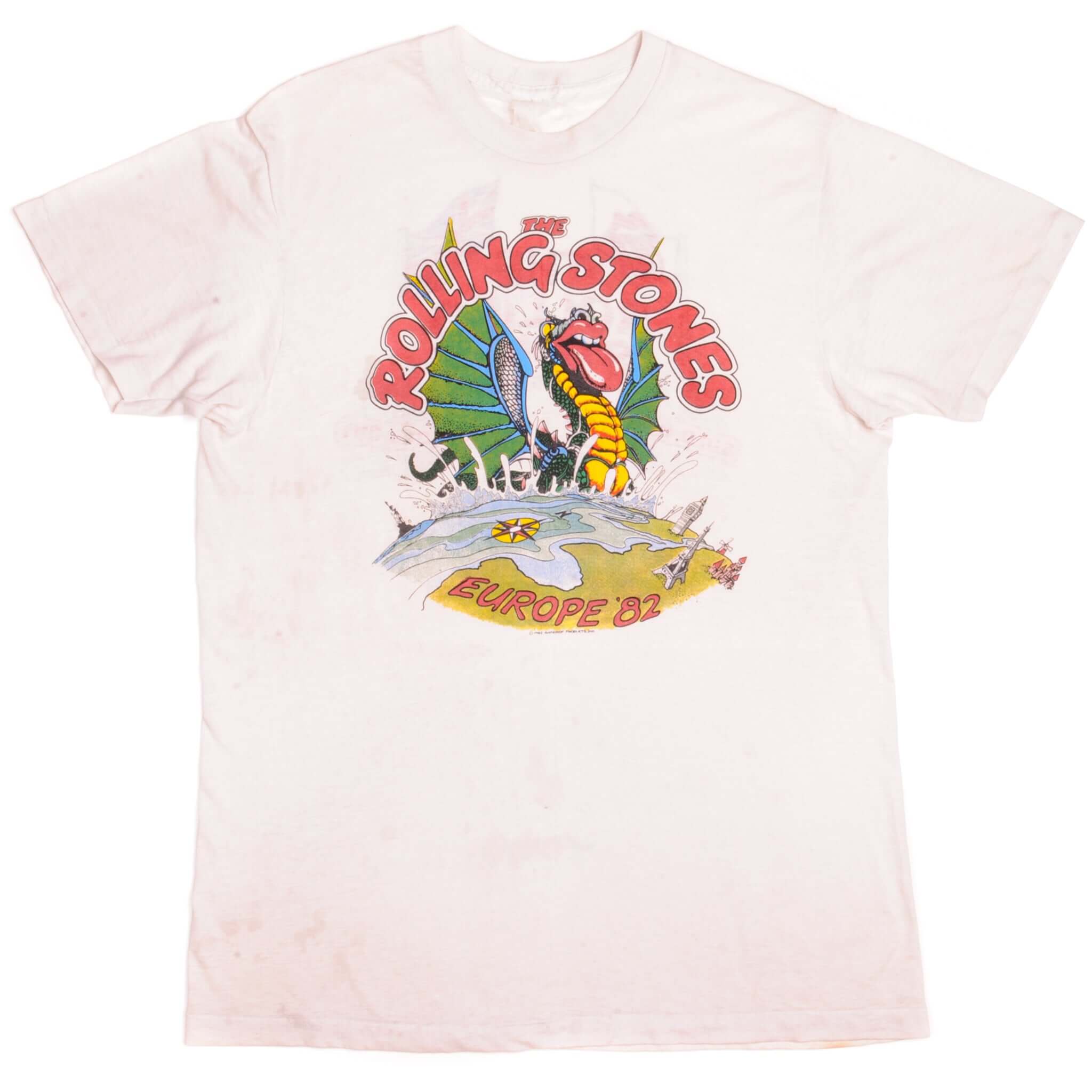 Vintage The Rolling Stones and J Geils Band Europe UK 82 Tee Shirt 1982 Size Large with single stitch sleeves.