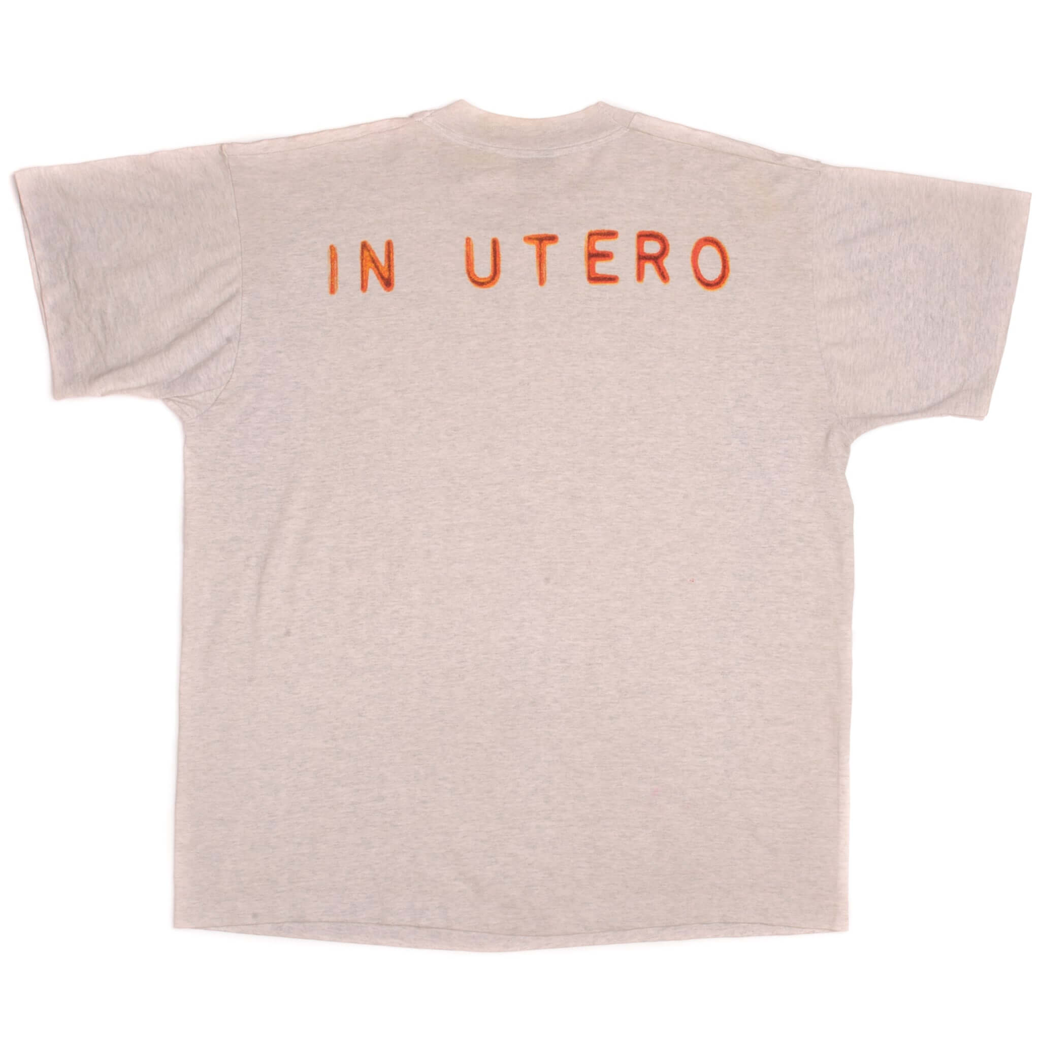 Vintage Grey Nirvana "In Utero" Best by Fruit of the Loom Tee Shirt 1990s Size XLarge Made In USA with single stitch sleeves.