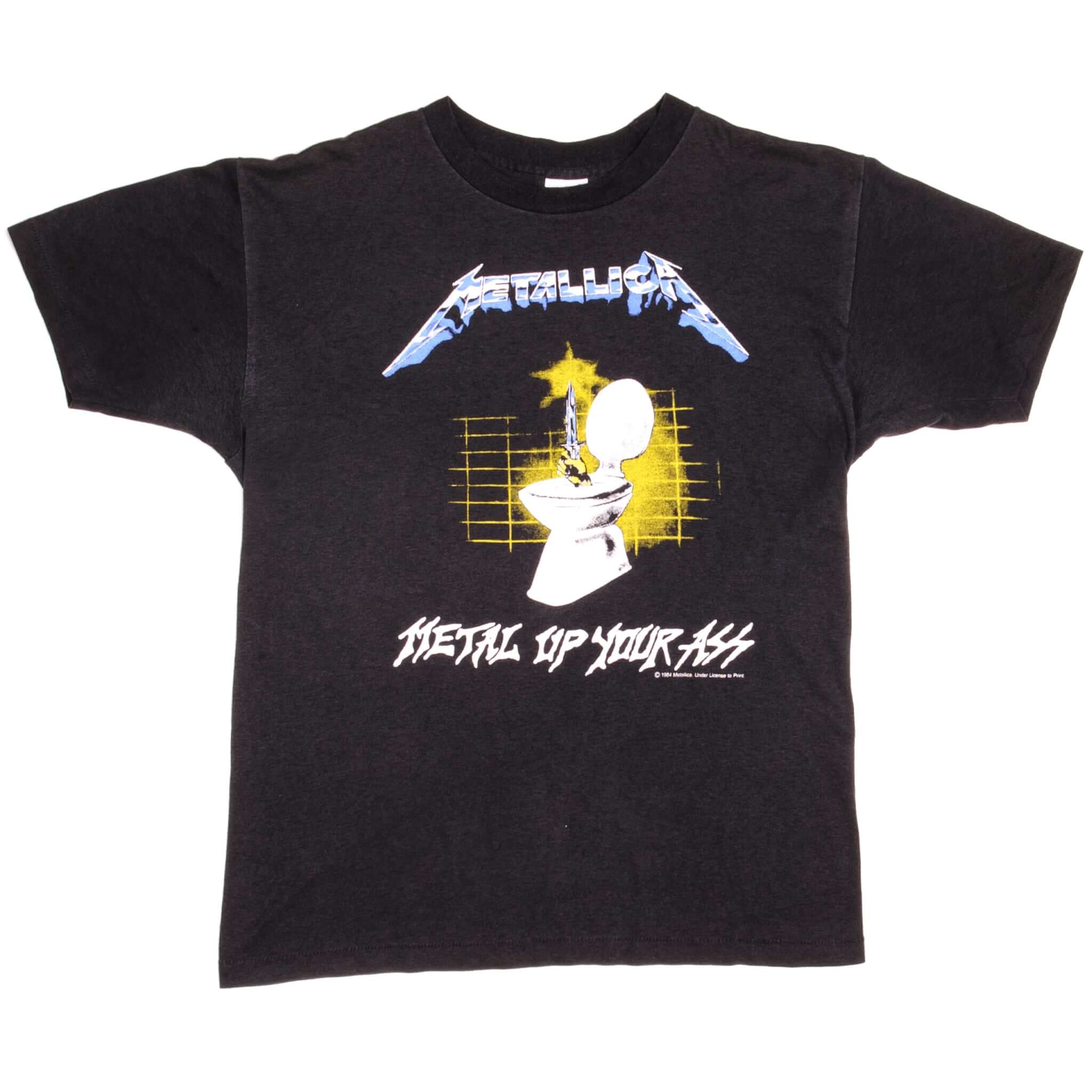 Vintage Metallica Metal Up Your Ass Signal Tee Shirt 1984 Size Large Made In USA With Single Stitch Sleeves.