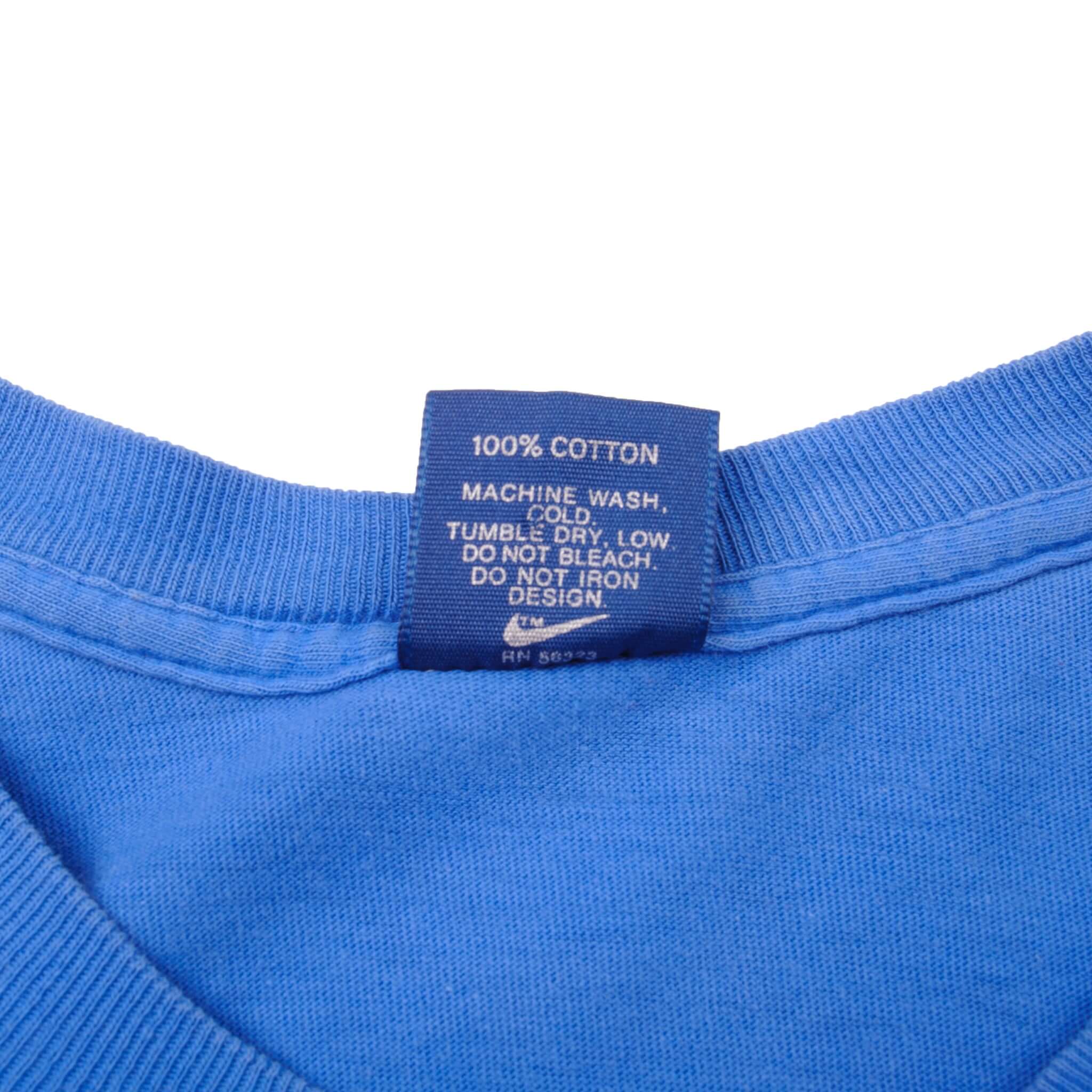 Vintage Blue Nike Just Do It Long Sleeve Tee Shirt 1984-1987 Size S. Made In USA. With Single Stitch. Nike Blue Label