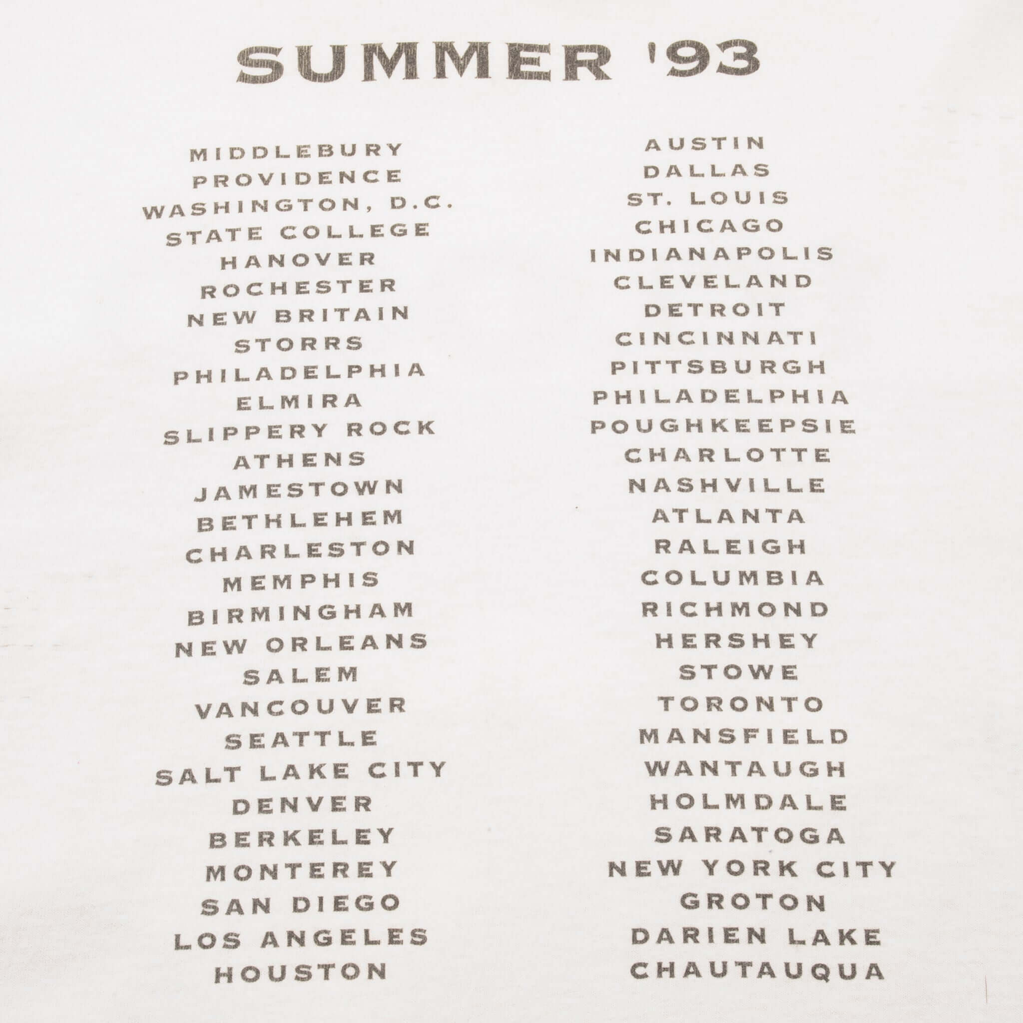 Vintage 10000 Maniacs Summer'93 Tee Shirt 1993 Size XL Made In USA.